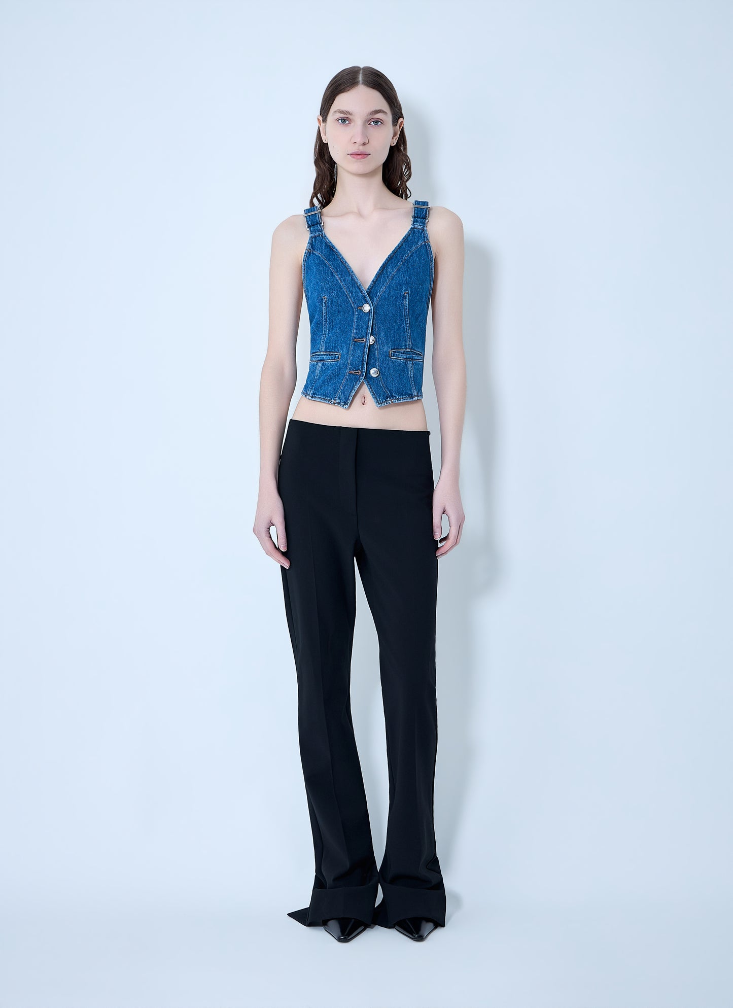 Sportmax Women Buttoned Denim Vest SPORTMAX