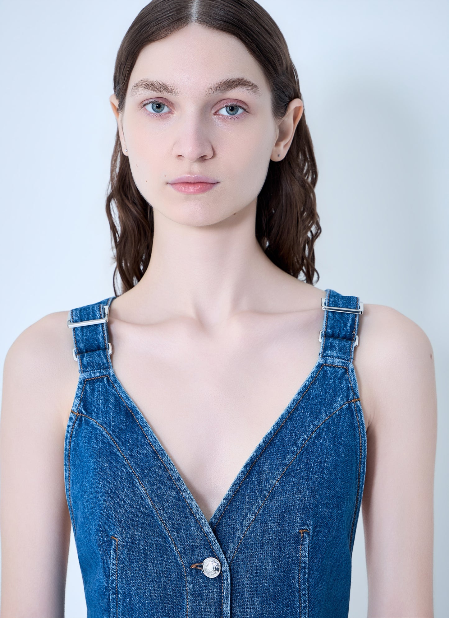 Sportmax Women Buttoned Denim Vest SPORTMAX