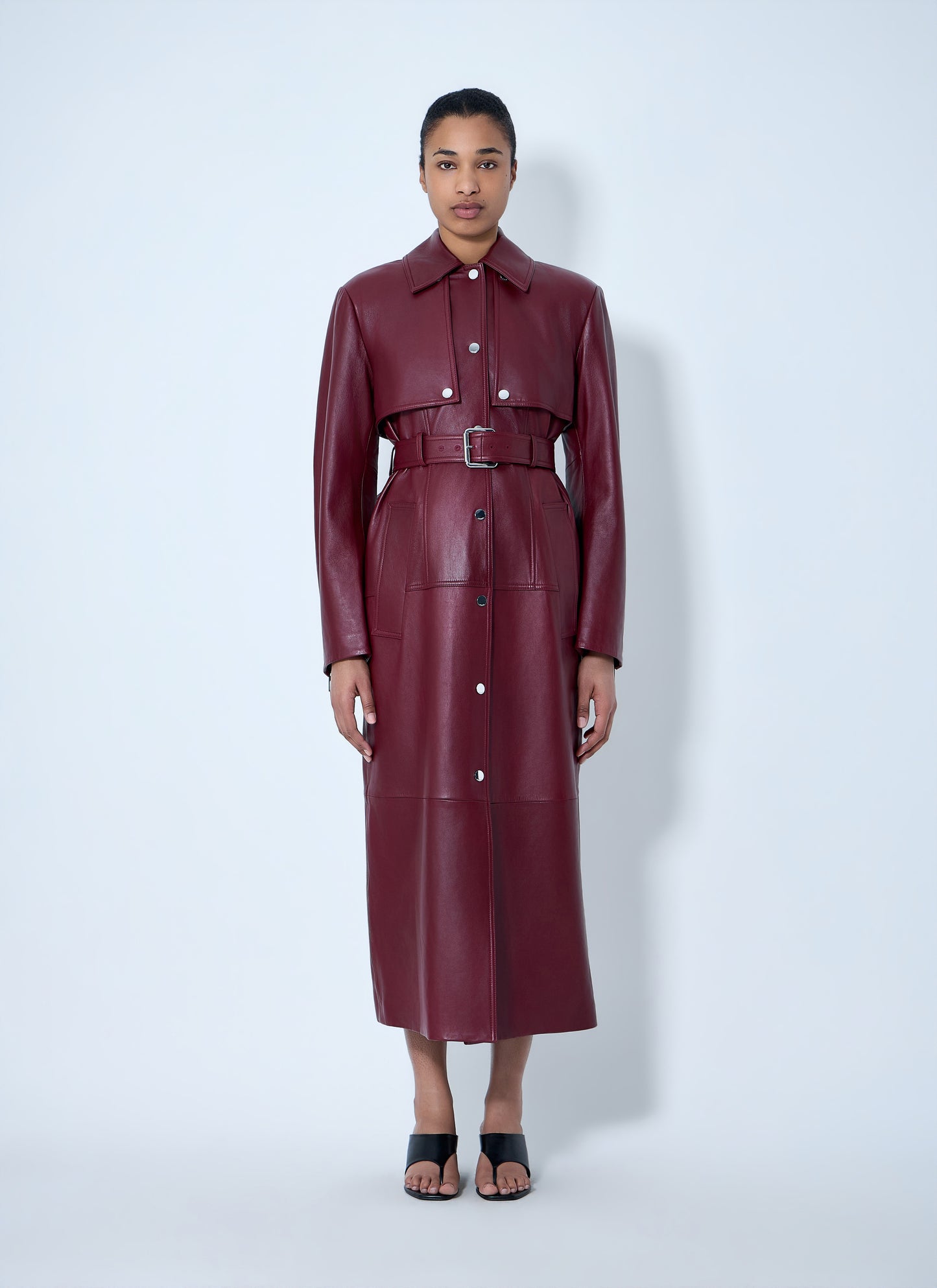 Sportmax Women Long Leather Coat SPORTMAX
