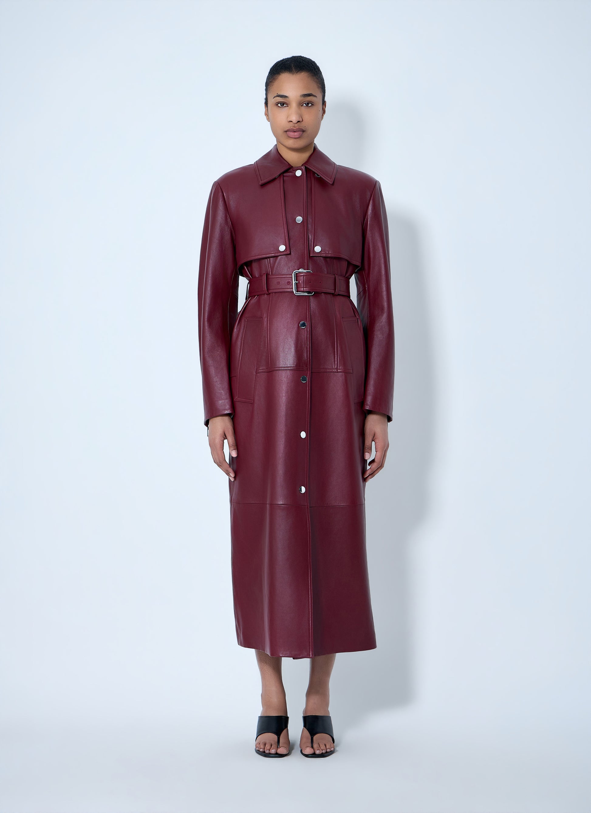 Sportmax Women Long Leather Coat SPORTMAX