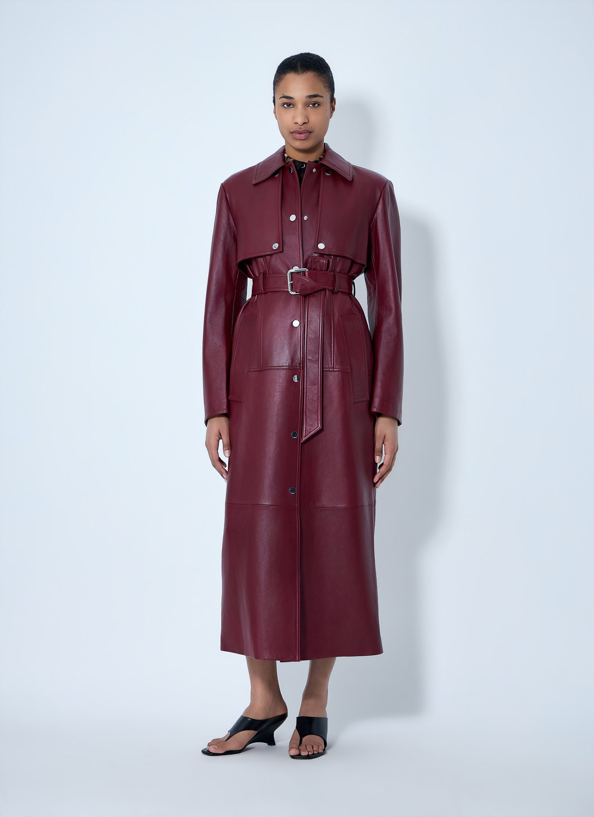 Sportmax Women Long Leather Coat SPORTMAX