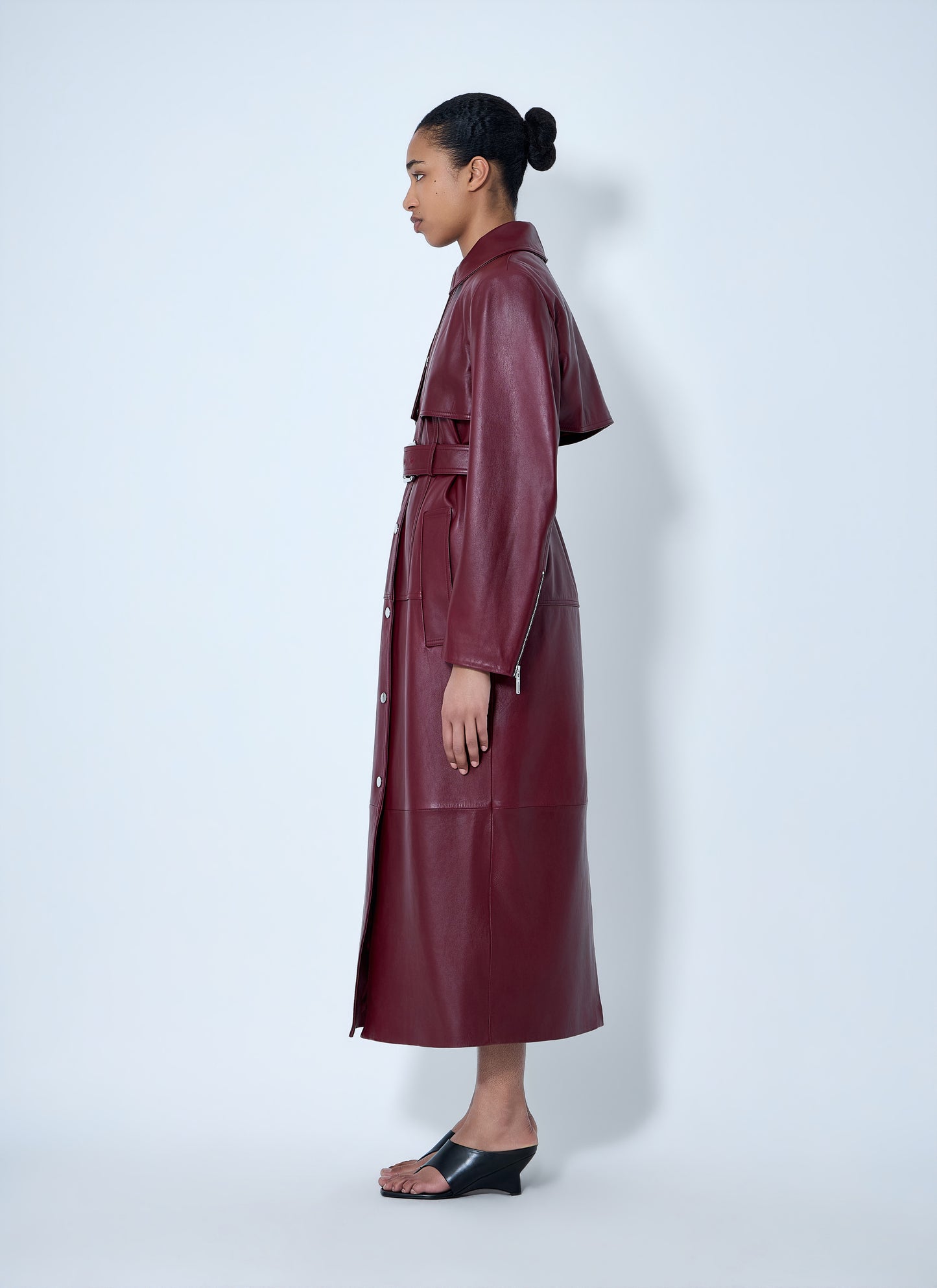 Sportmax Women Long Leather Coat SPORTMAX