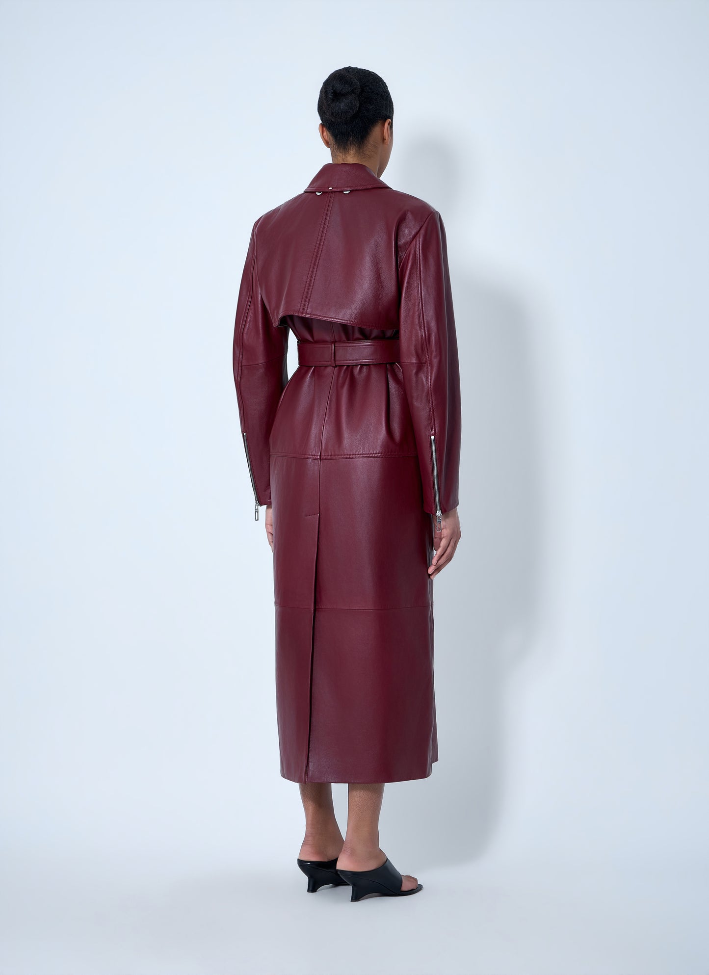 Sportmax Women Long Leather Coat SPORTMAX