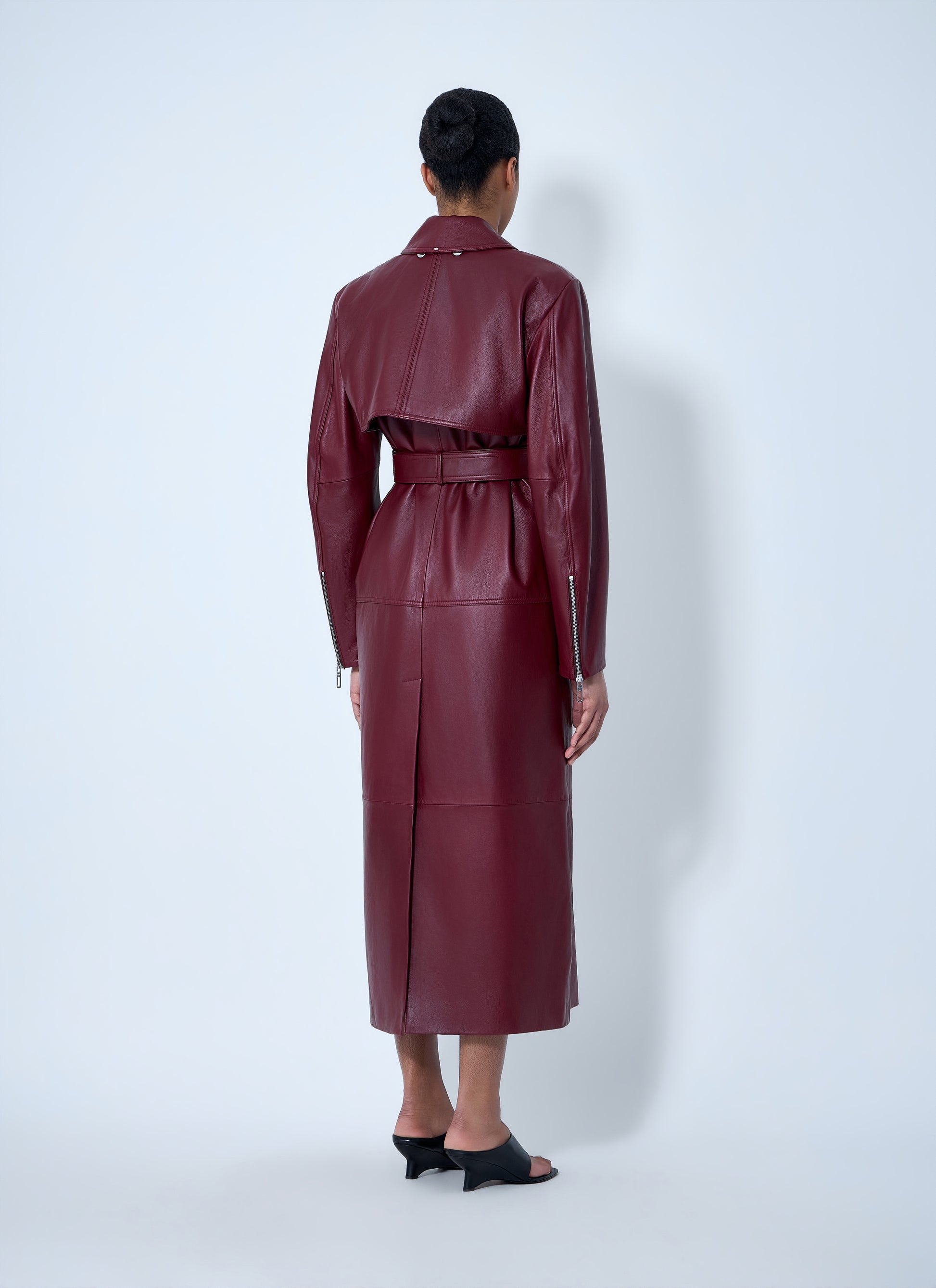 Sportmax Women Long Leather Coat SPORTMAX
