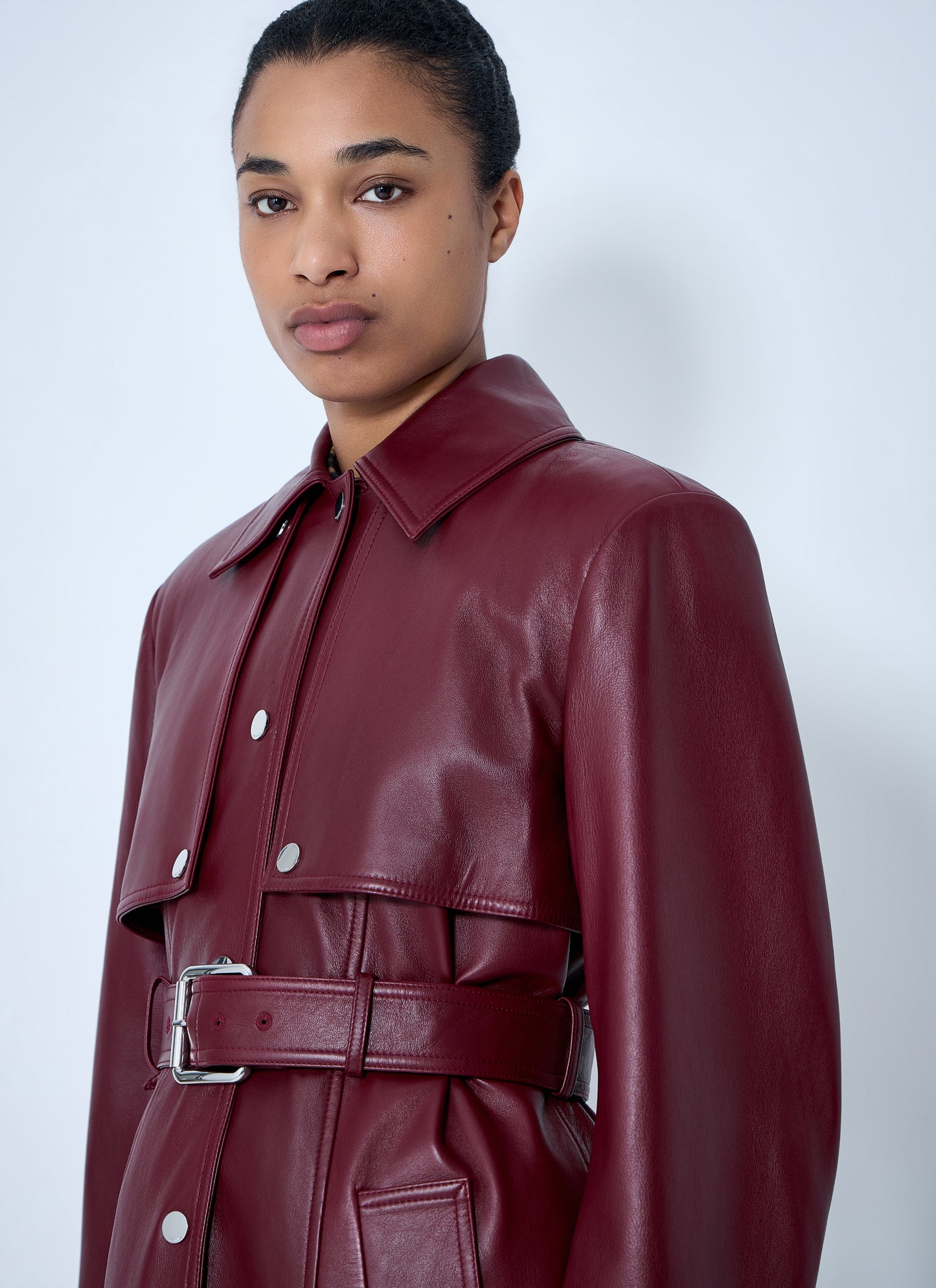 Sportmax Women Long Leather Coat SPORTMAX