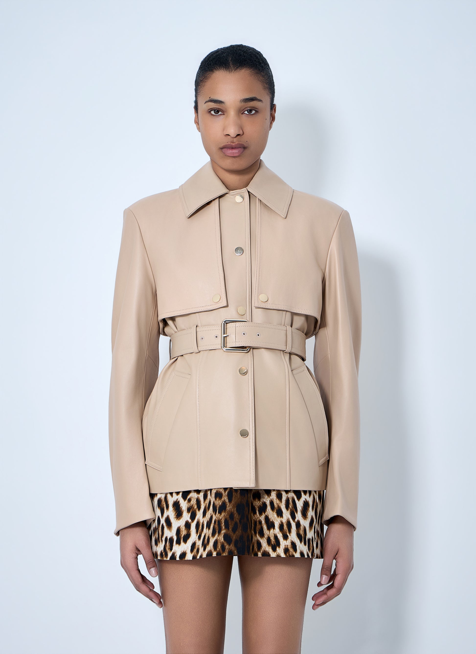Sportmax Women Leather Belted Jacket SPORTMAX