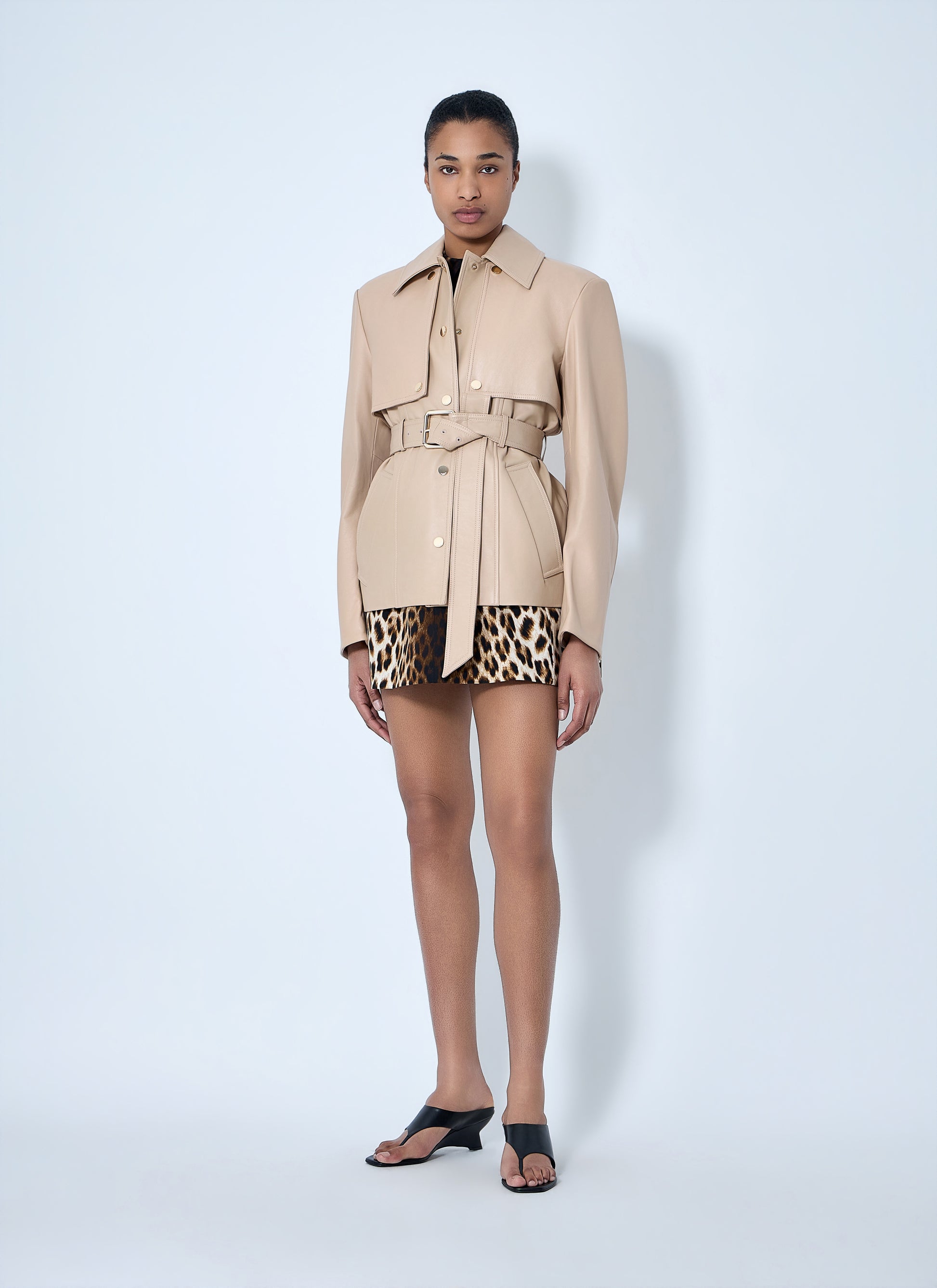 Sportmax Women Leather Belted Jacket SPORTMAX