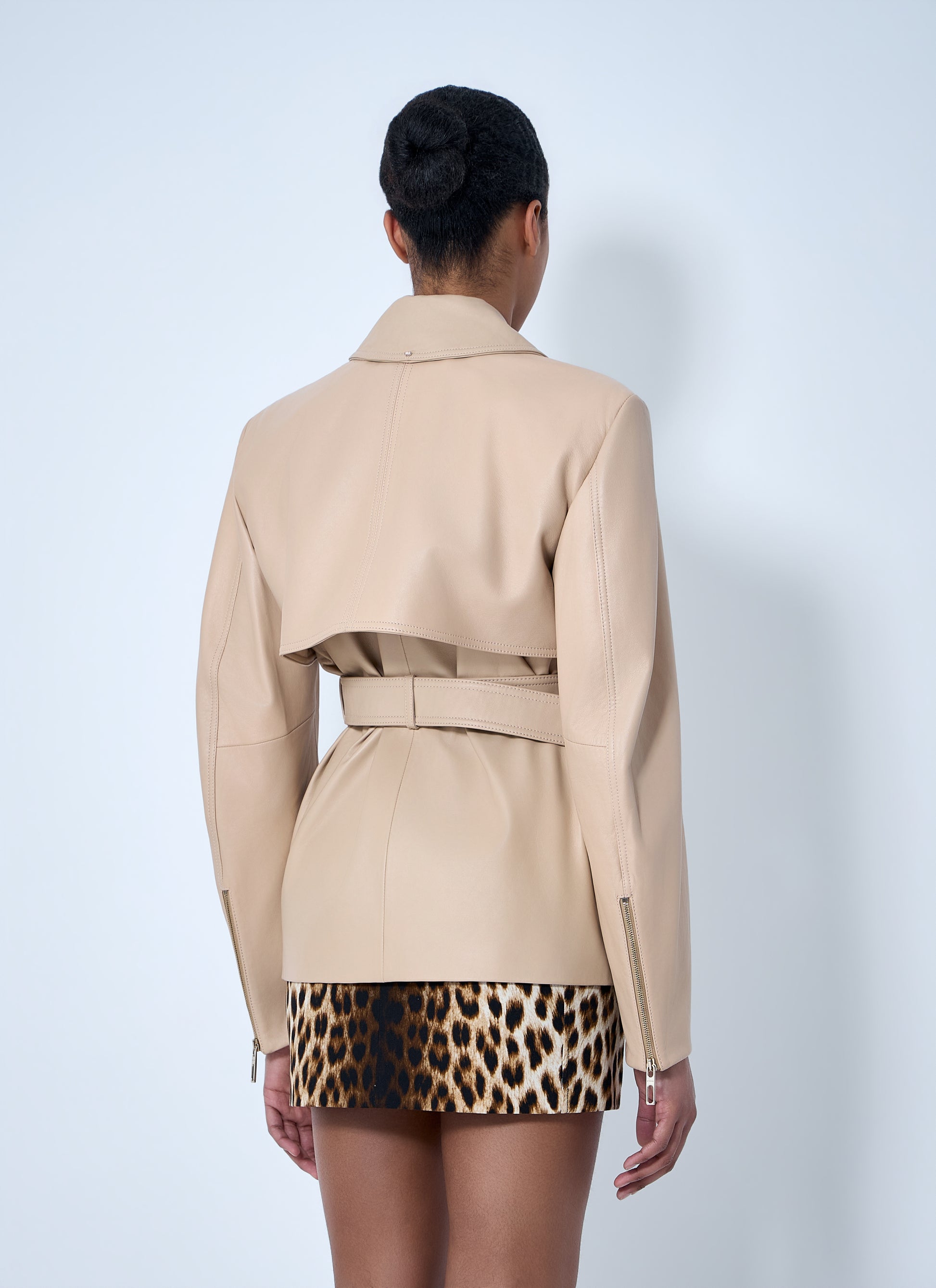 Sportmax Women Leather Belted Jacket SPORTMAX