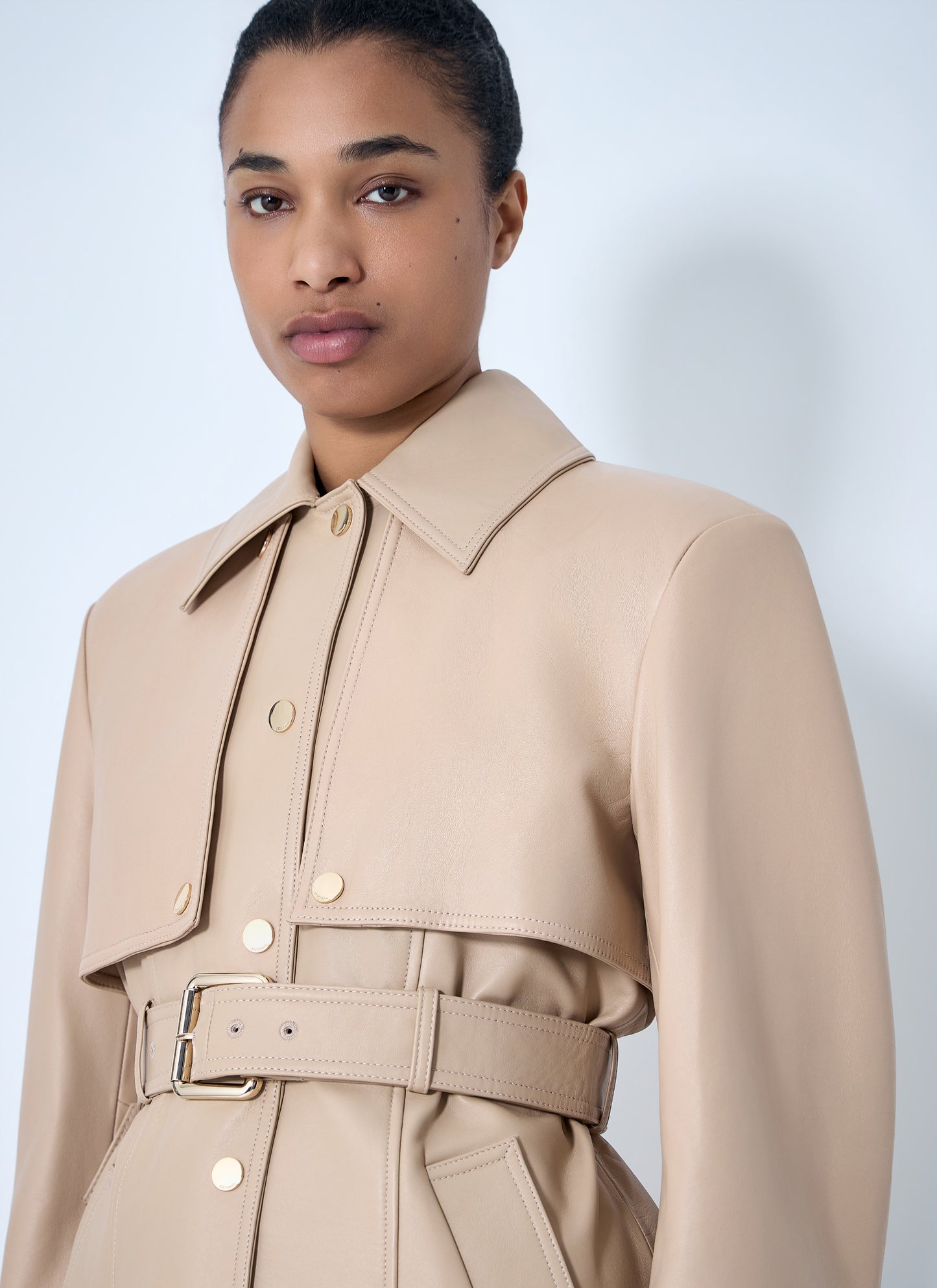 Sportmax Women Leather Belted Jacket SPORTMAX