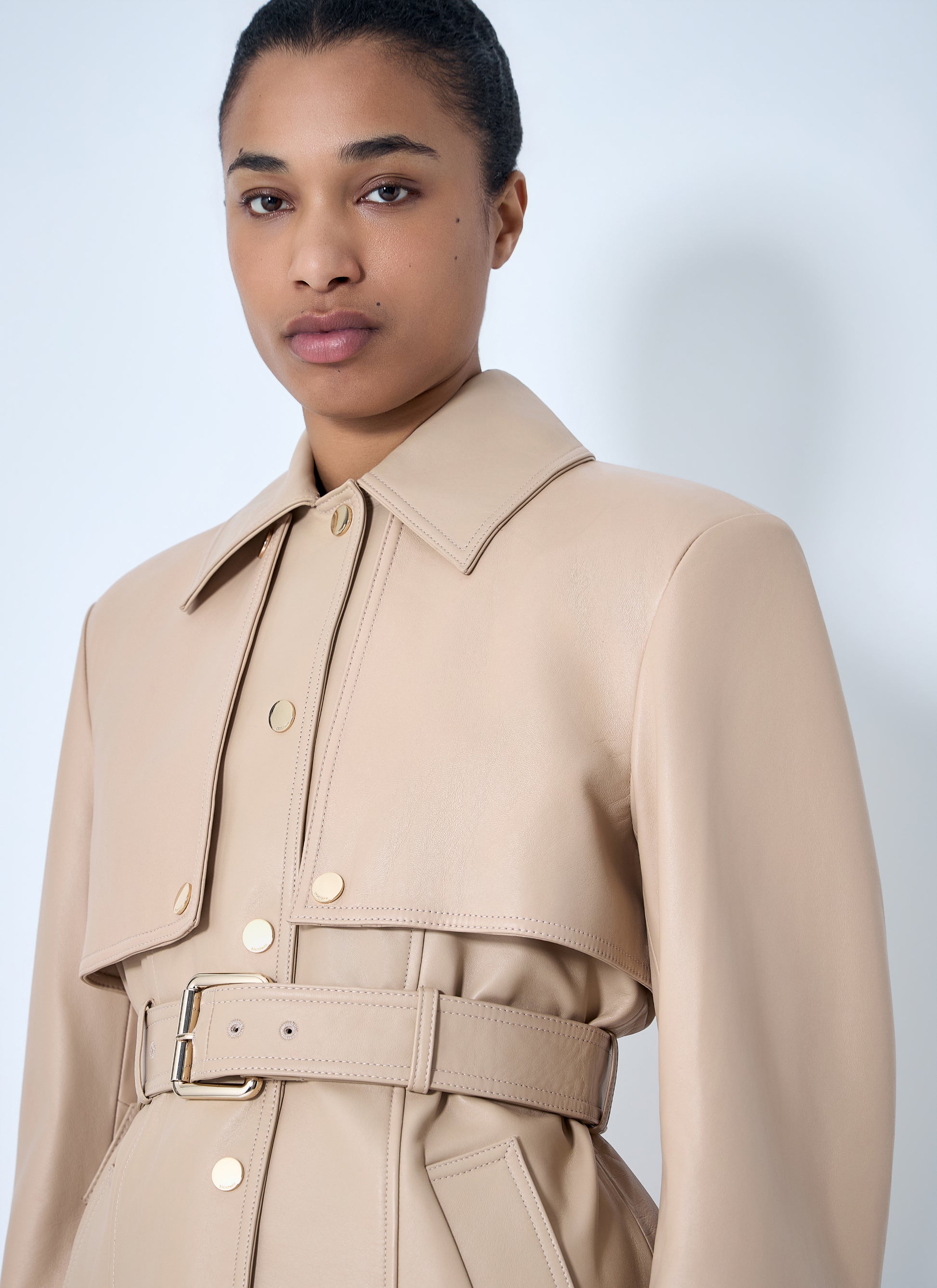 Sportmax Women Leather Belted Jacket SPORTMAX