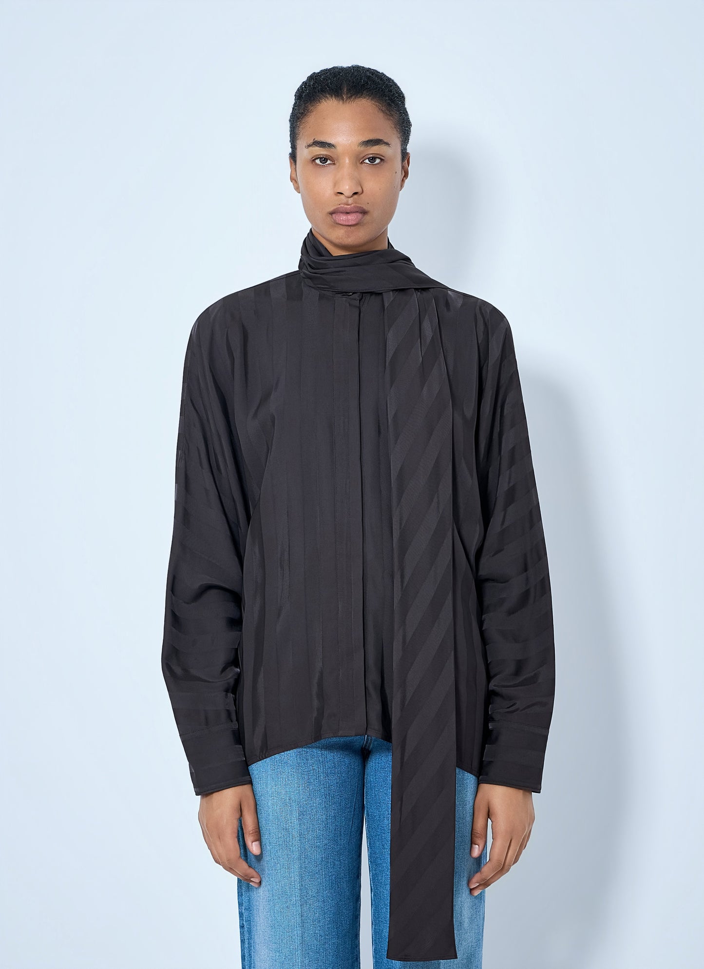 Sportmax Women Striped Tie-Neck Blouse SPORTMAX