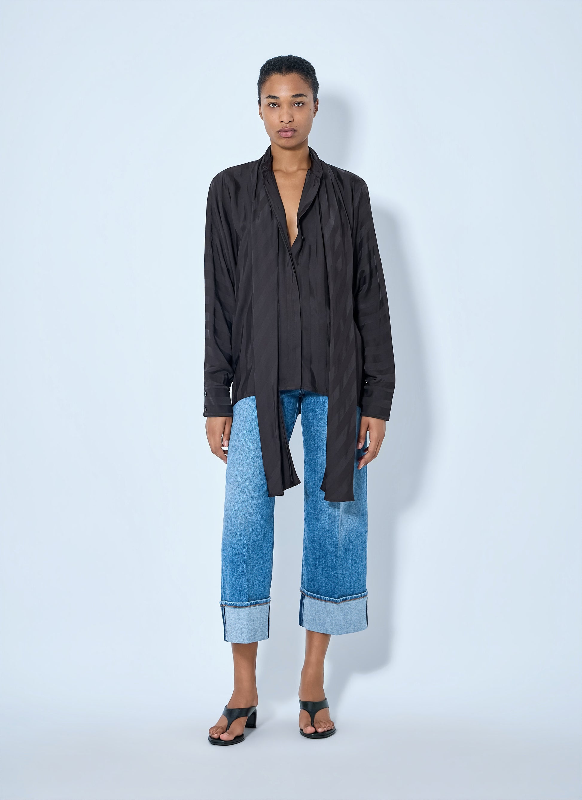 Sportmax Women Striped Tie-Neck Blouse SPORTMAX