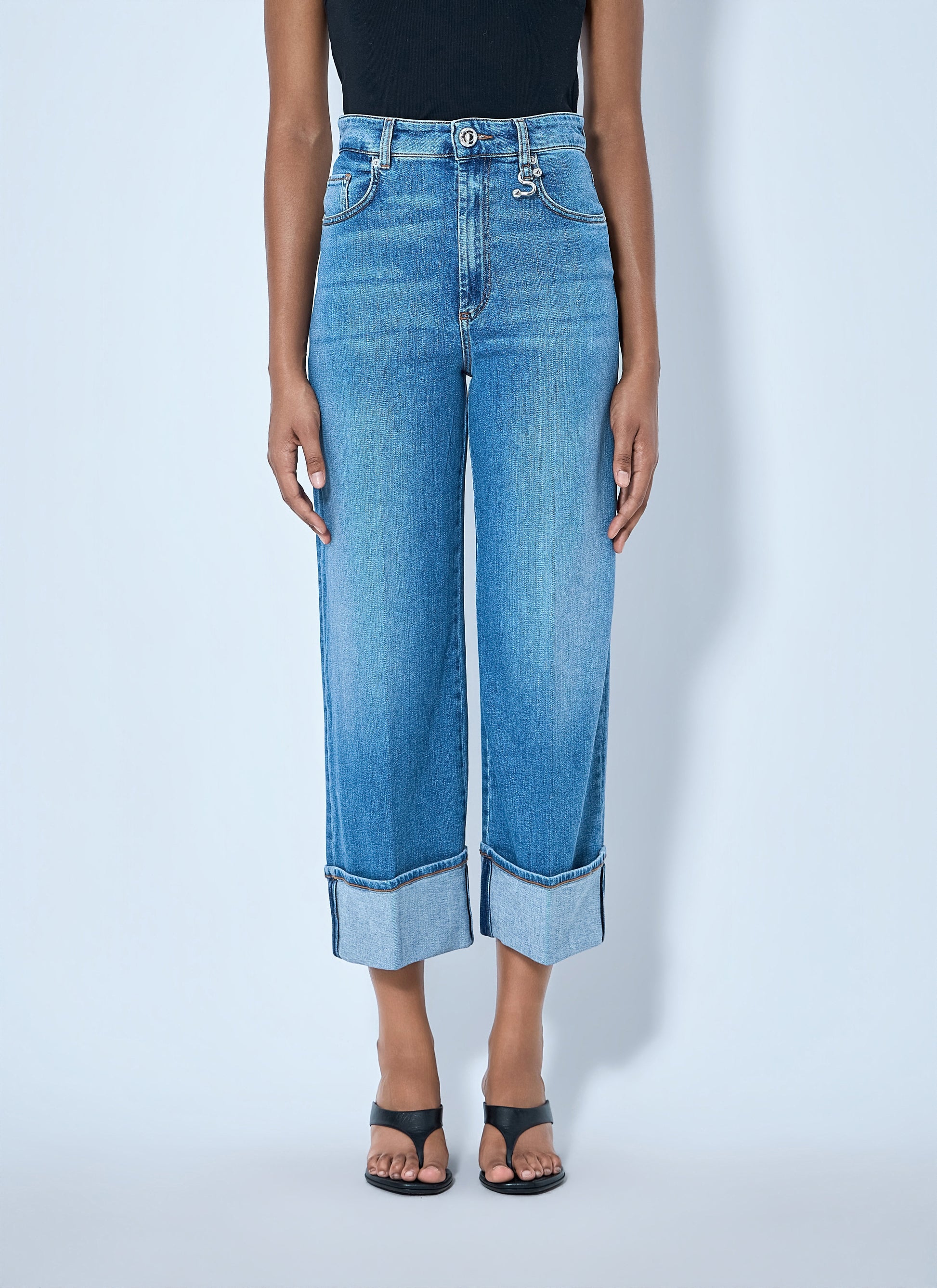 Sportmax Women Cropped Wide-Leg Denim Jeans SPORTMAX