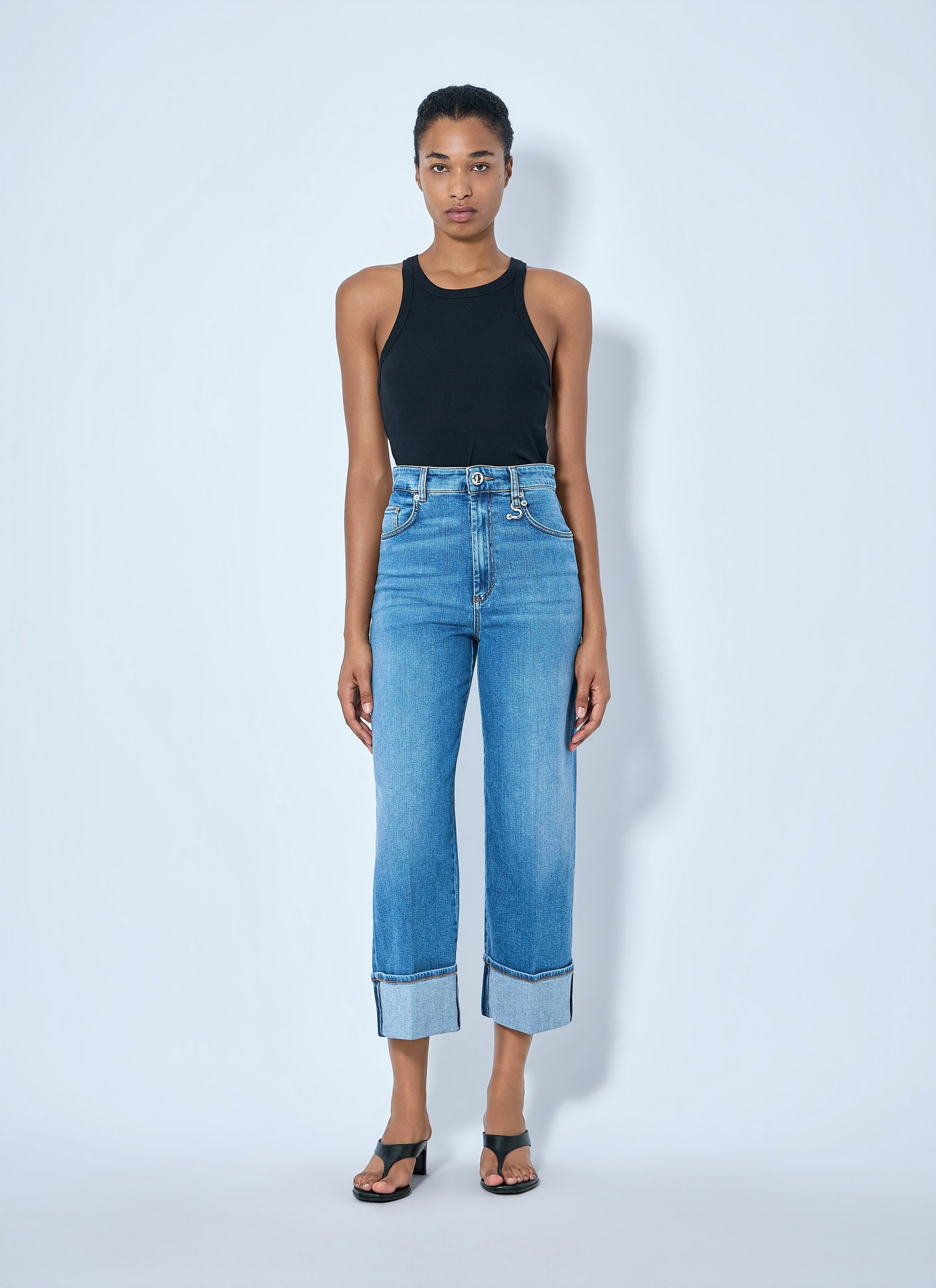 Sportmax Women Cropped Wide-Leg Denim Jeans SPORTMAX