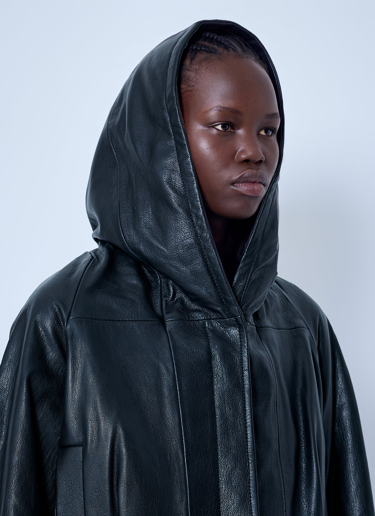 Sportmax Women Hooded Leather Jacket SPORTMAX
