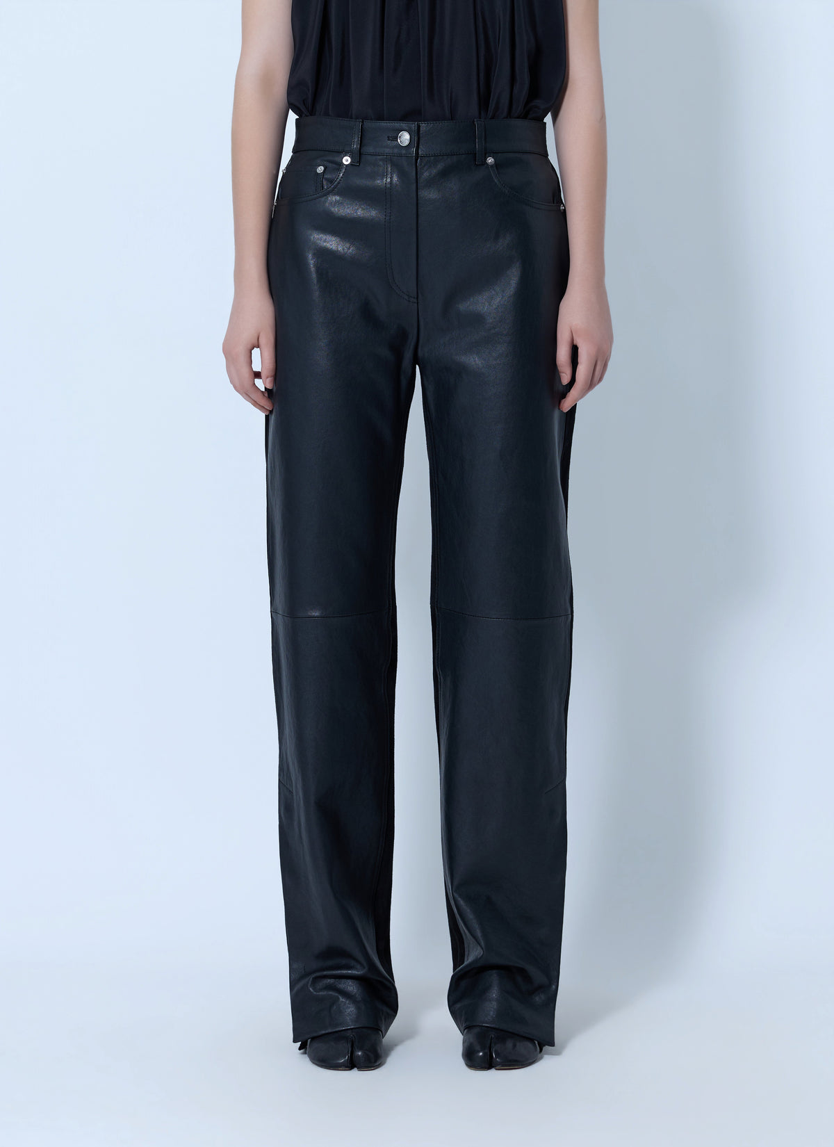 Sportmax Women High-Waist Leather Trousers SPORTMAX