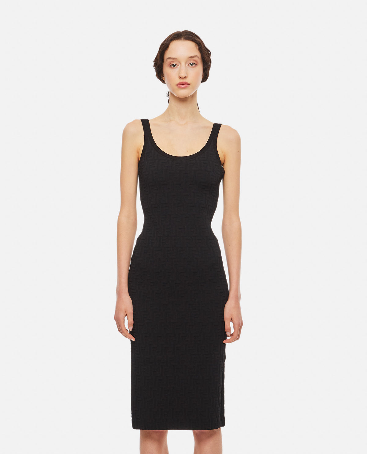 Fendi Women Ff Embossed Knitted Viscose Midi Dress FENDI