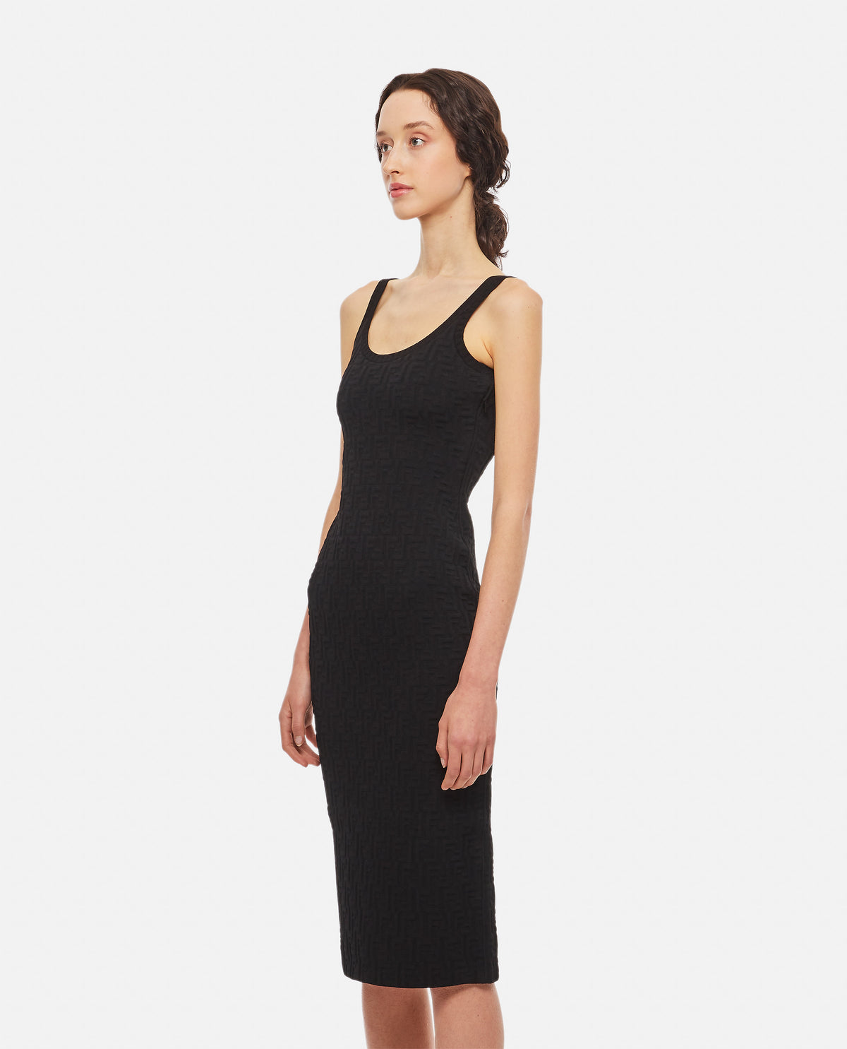 Fendi Women Ff Embossed Knitted Viscose Midi Dress FENDI