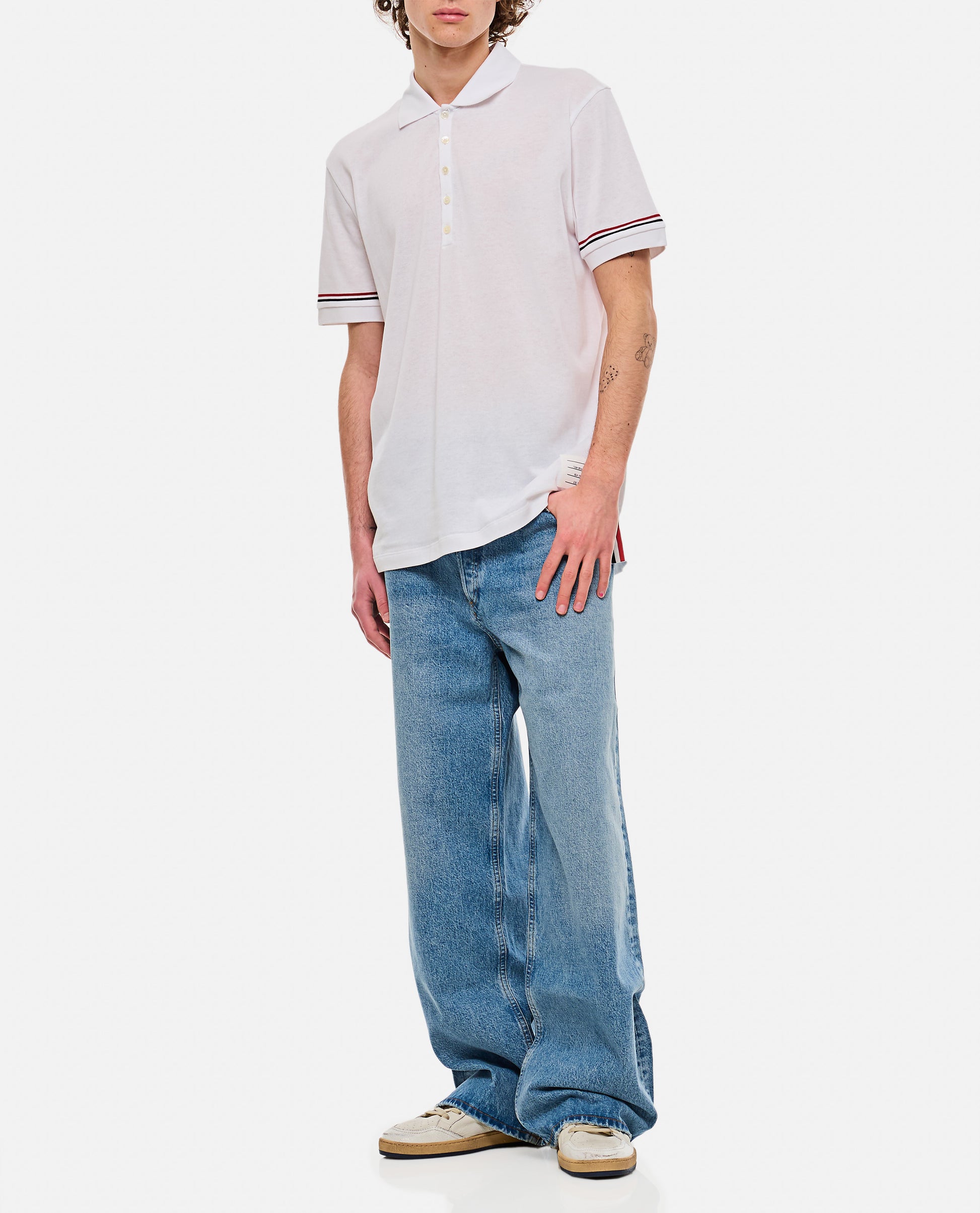 Thom Browne Men Ribbed Cuff Polo Shirt THOM BROWNE
