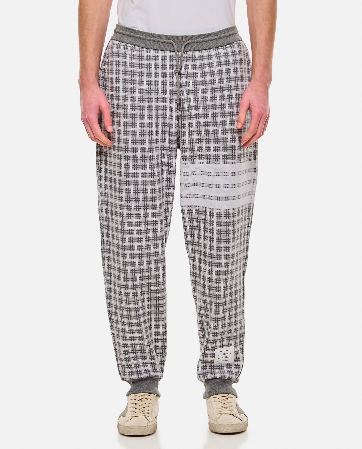 Thom Browne Men Check 4 Bar Cotton Sweatpants THOM BROWNE