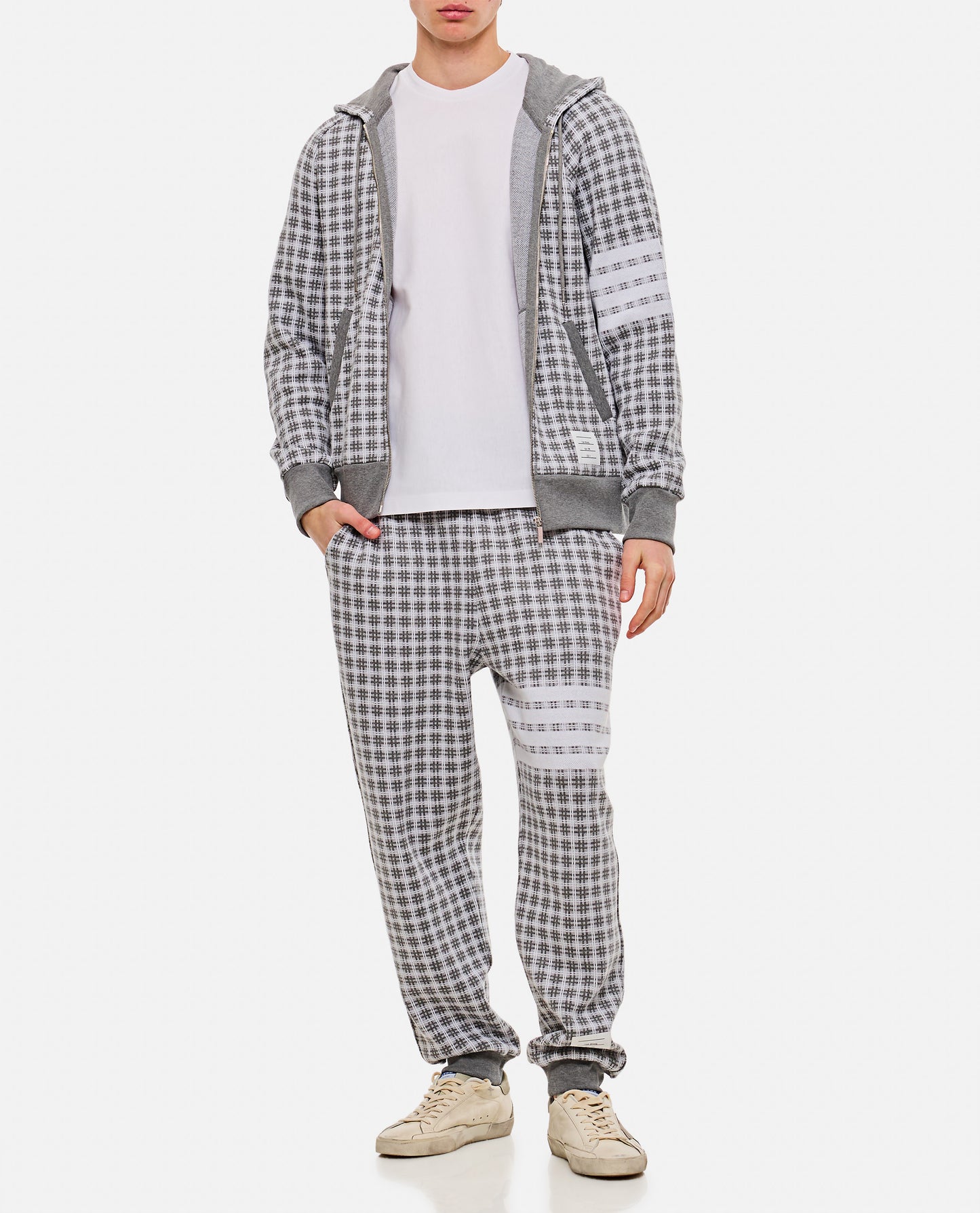 Thom Browne Men Check 4 Bar Cotton Sweatpants THOM BROWNE