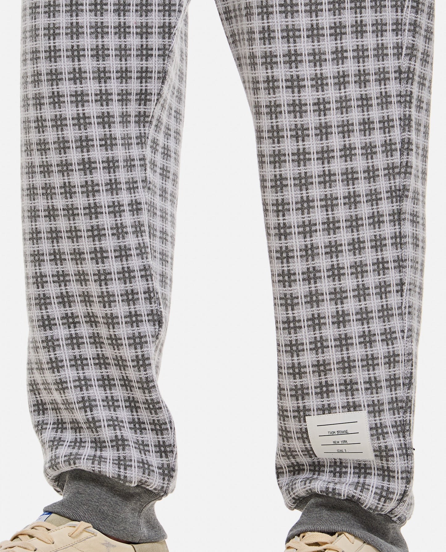 Thom Browne Men Check 4 Bar Cotton Sweatpants THOM BROWNE