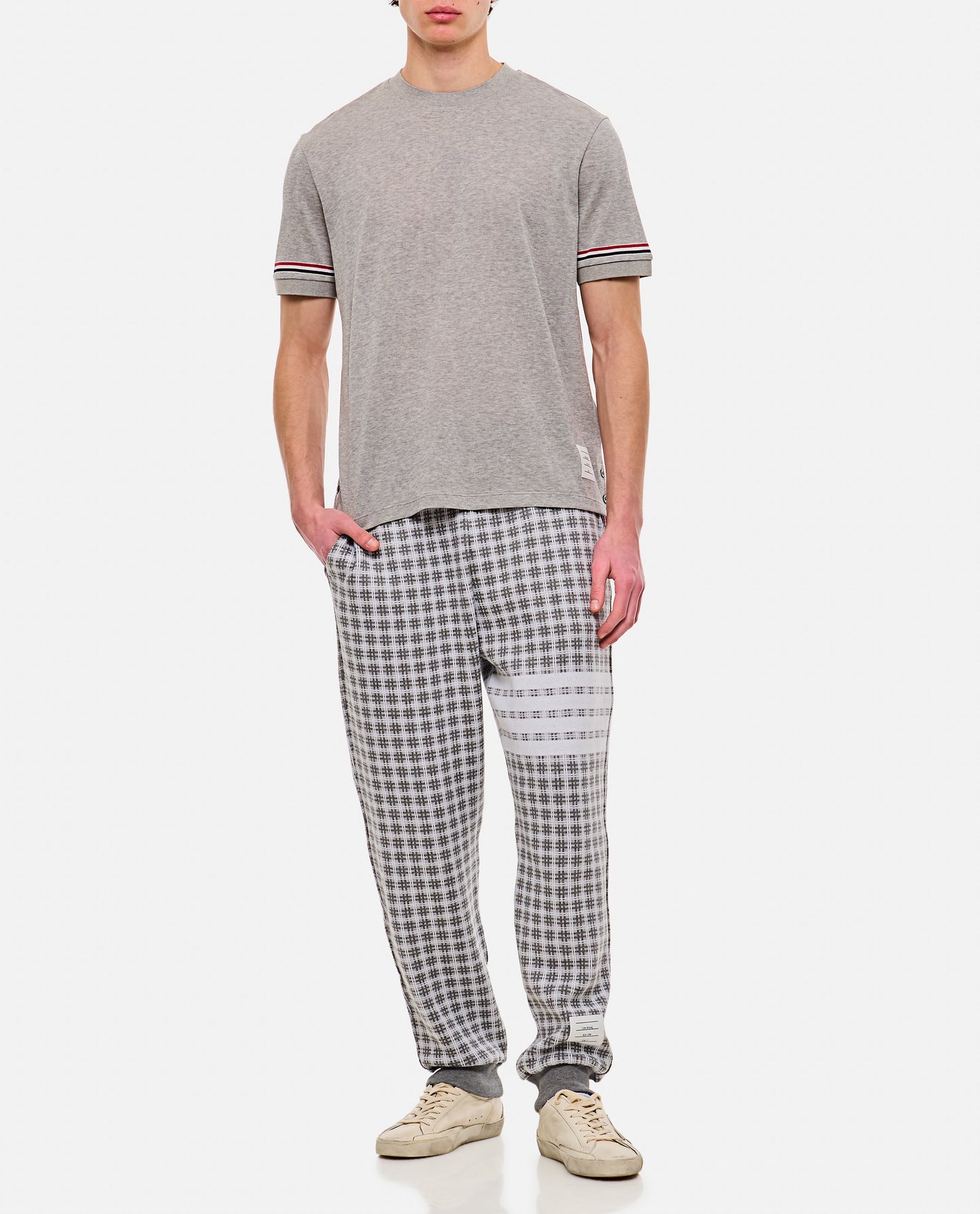 Thom Browne Men Ribbed Cuff T-Shirt THOM BROWNE