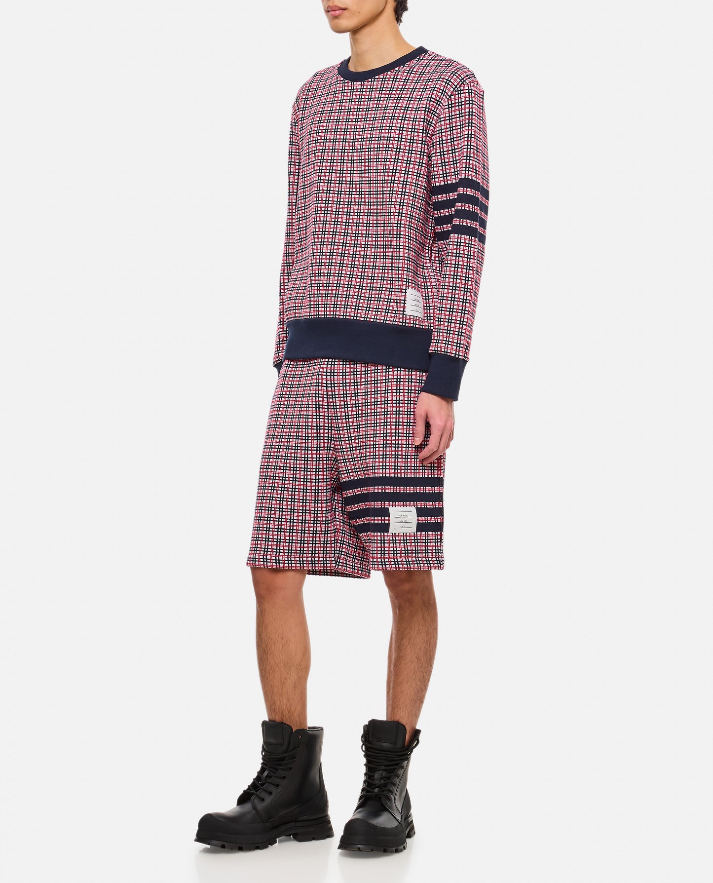 Thom Browne Men 4 Bar Cotton Crewneck Sweatshirt THOM BROWNE