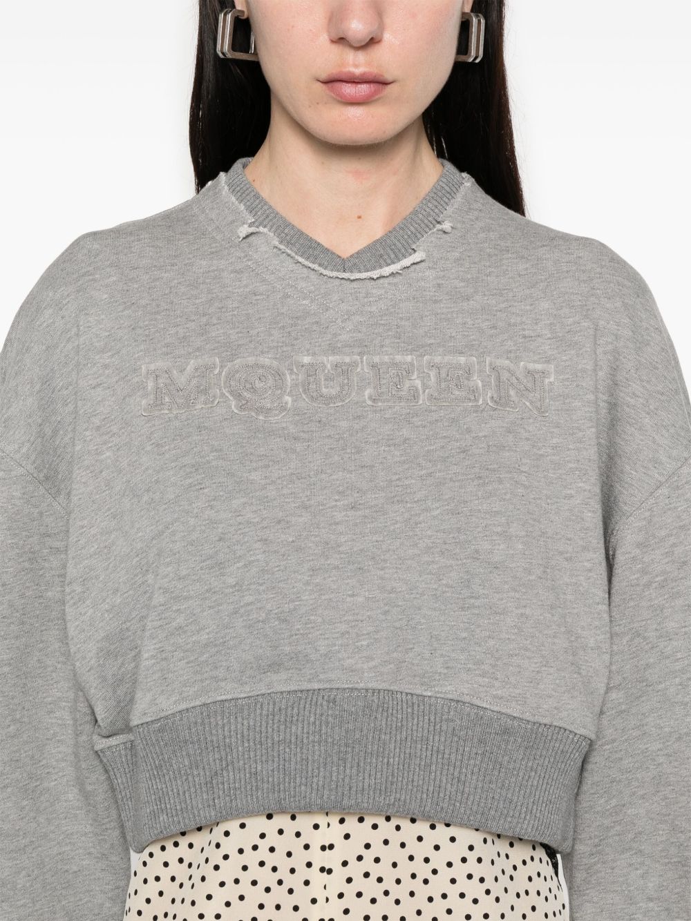 Alexander Mcqueen Women Logo Cotton Cropped Sweatshirt ALEXANDER MCQUEEN