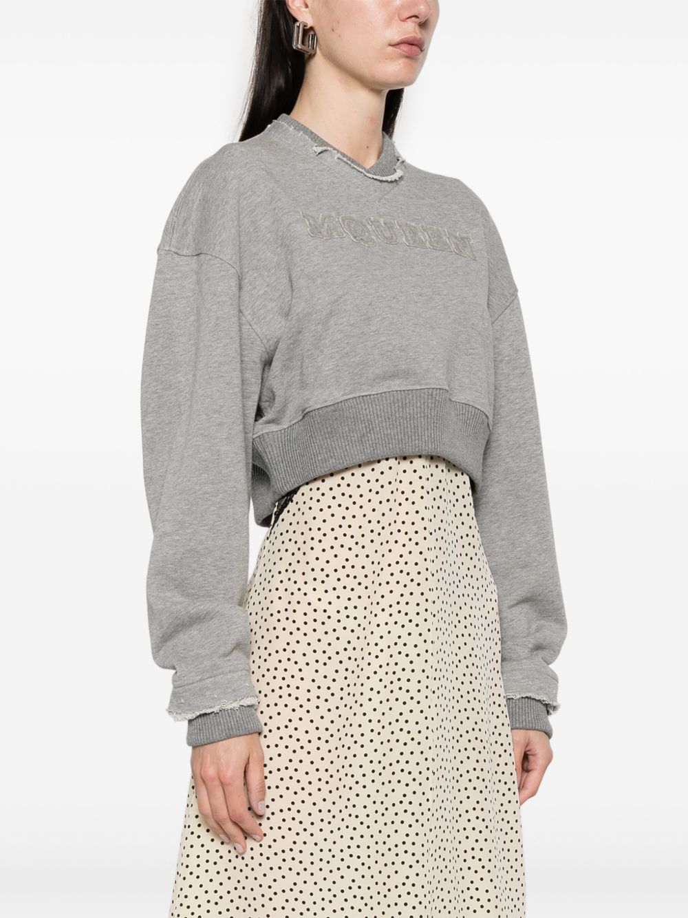 Alexander Mcqueen Women Logo Cotton Cropped Sweatshirt ALEXANDER MCQUEEN