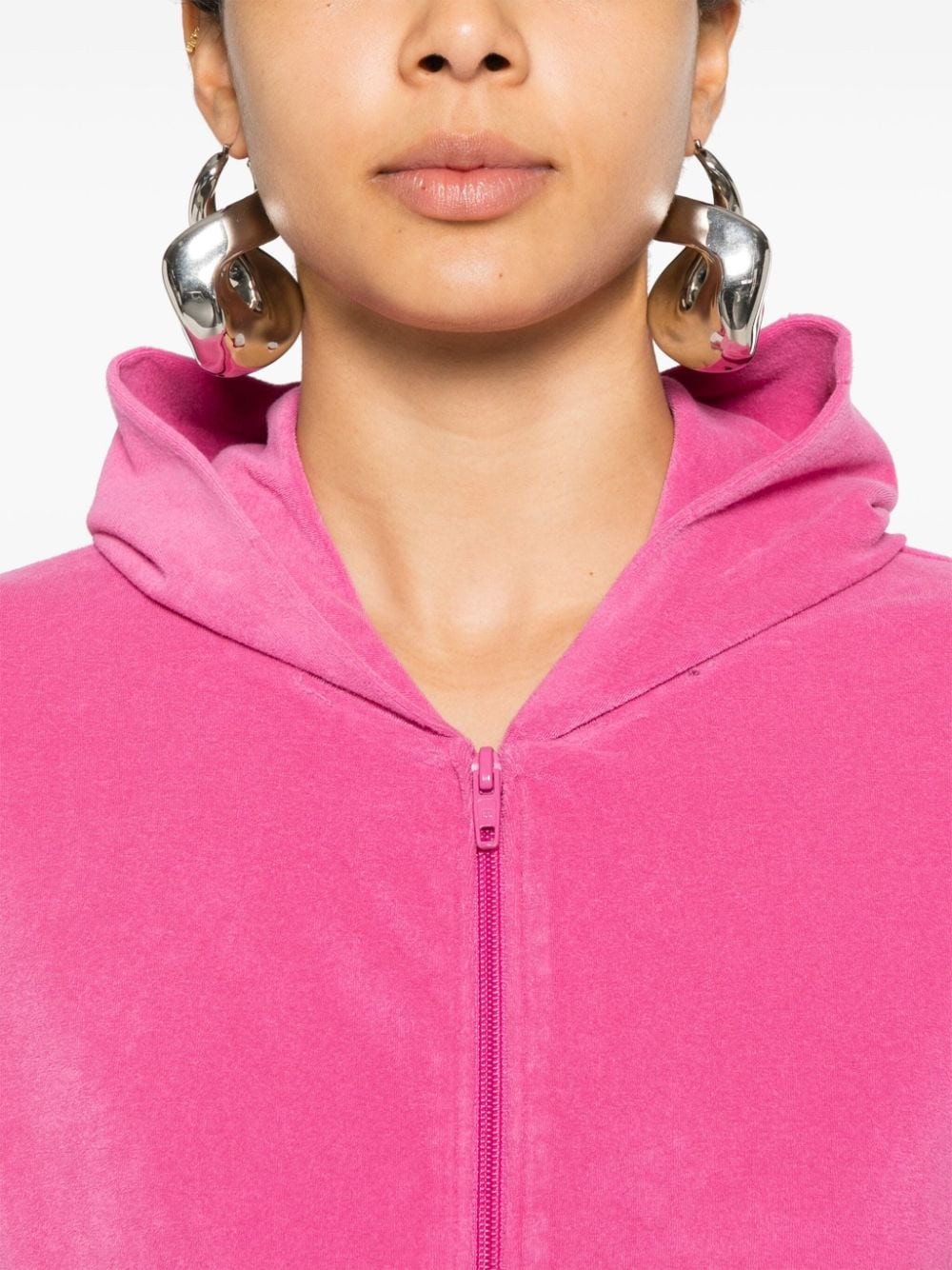 Balenciaga Women Velvet Zipped Hoodie BALENCIAGA