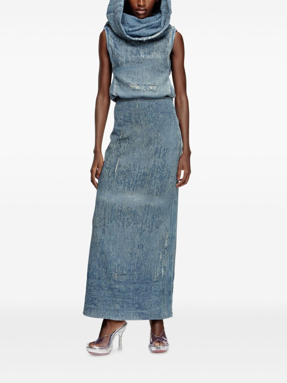 Diesel Women Denim Midi Skirt DIESEL