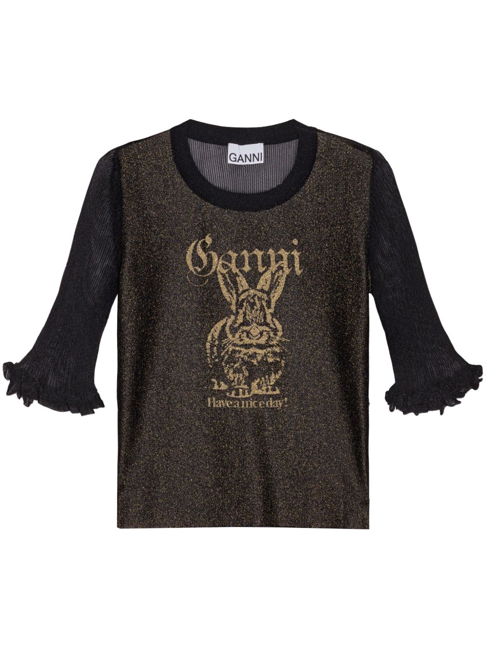 Ganni Women Bunny Crewneck Top GANNI