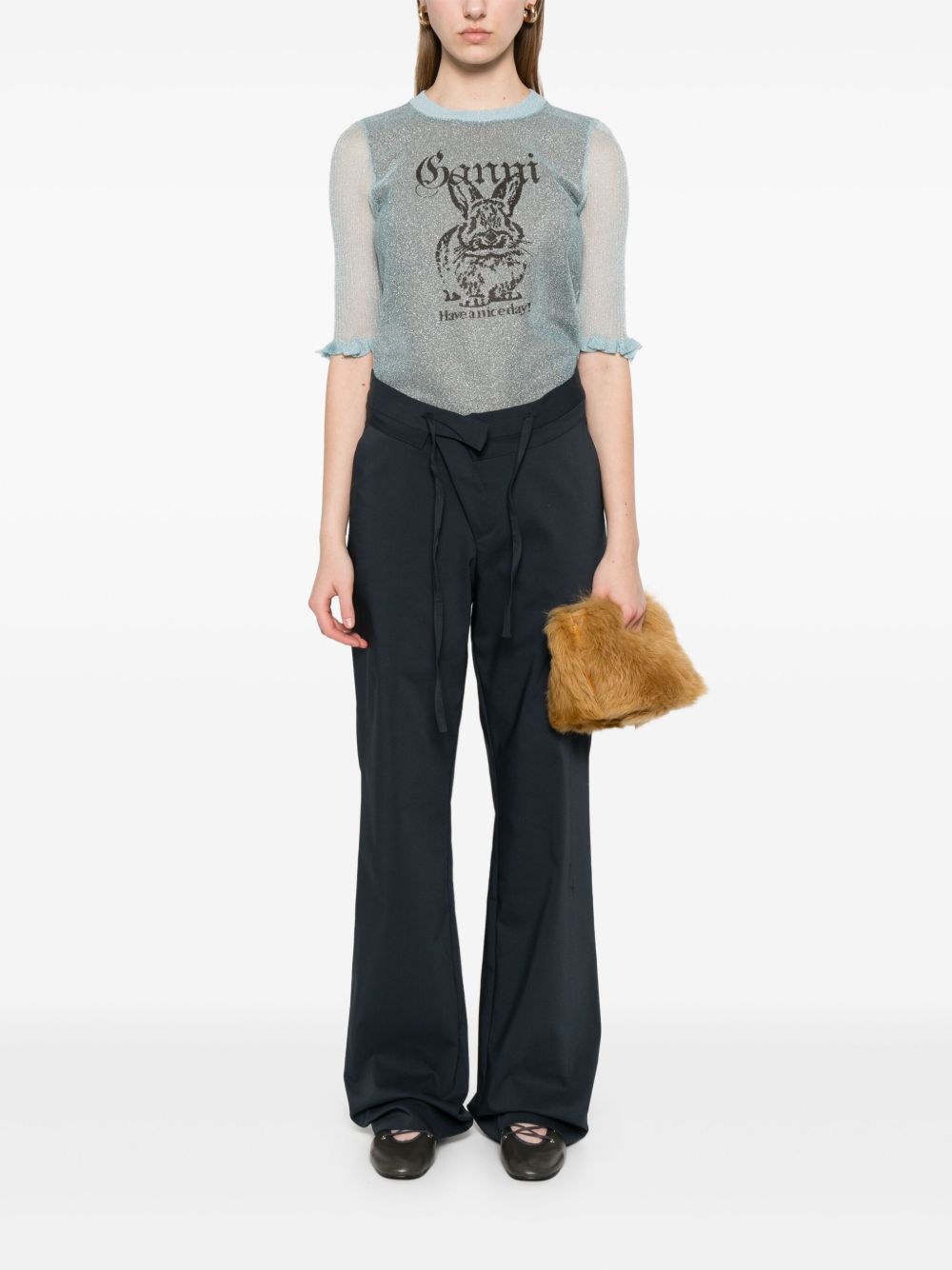 Ganni Women Bunny Crewneck Top GANNI