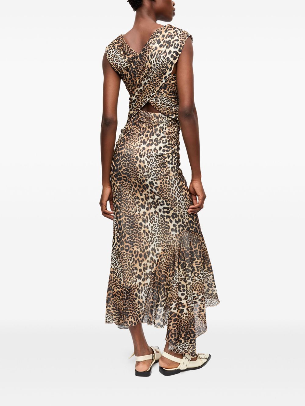 Ganni Women Leopard Print Midi Dress GANNI
