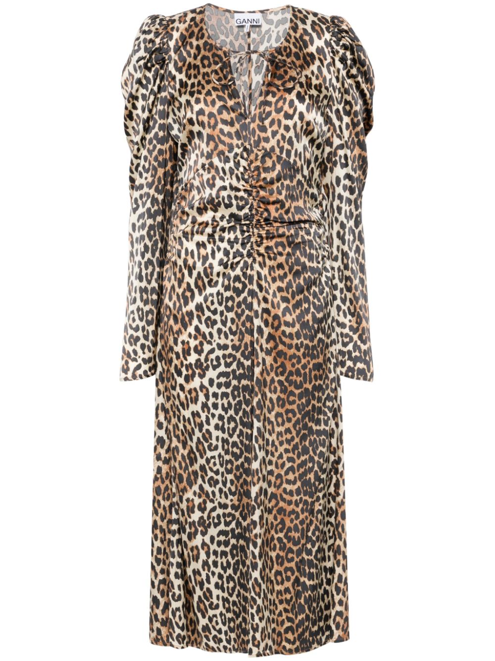 Ganni Women Leopard Print Midi Dress GANNI