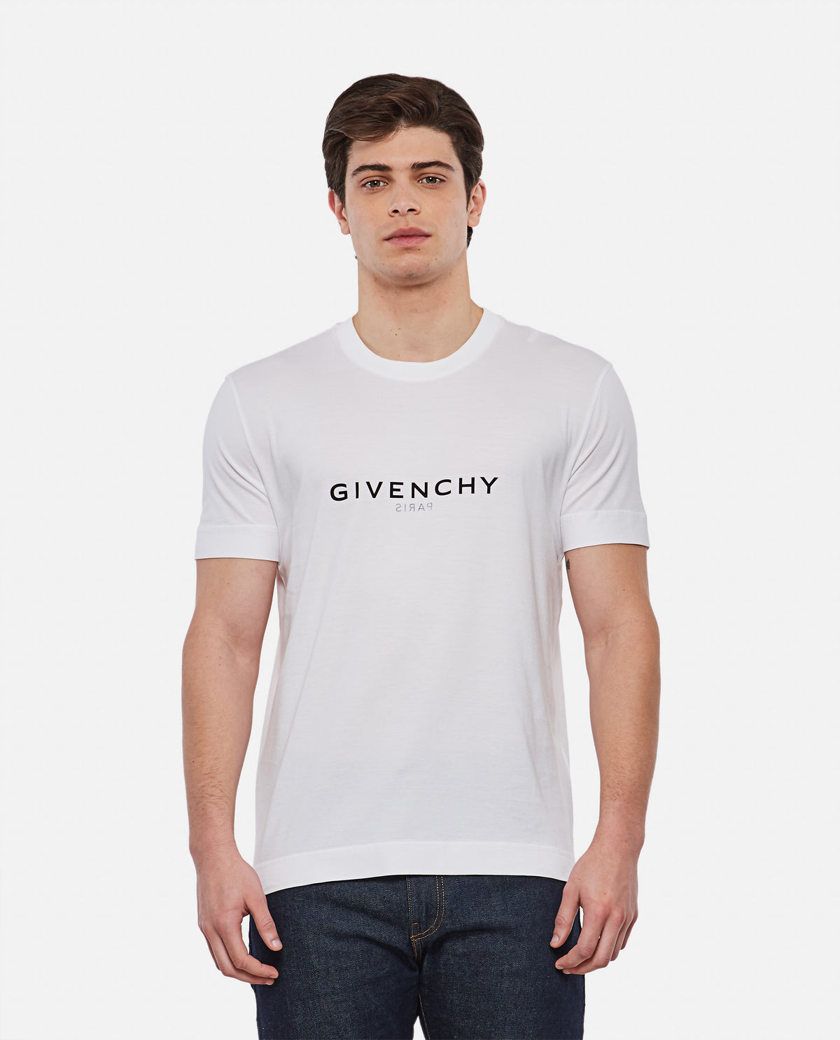 Givenchy Men Slim Fit White Logo T-Shirt GIVENCHY