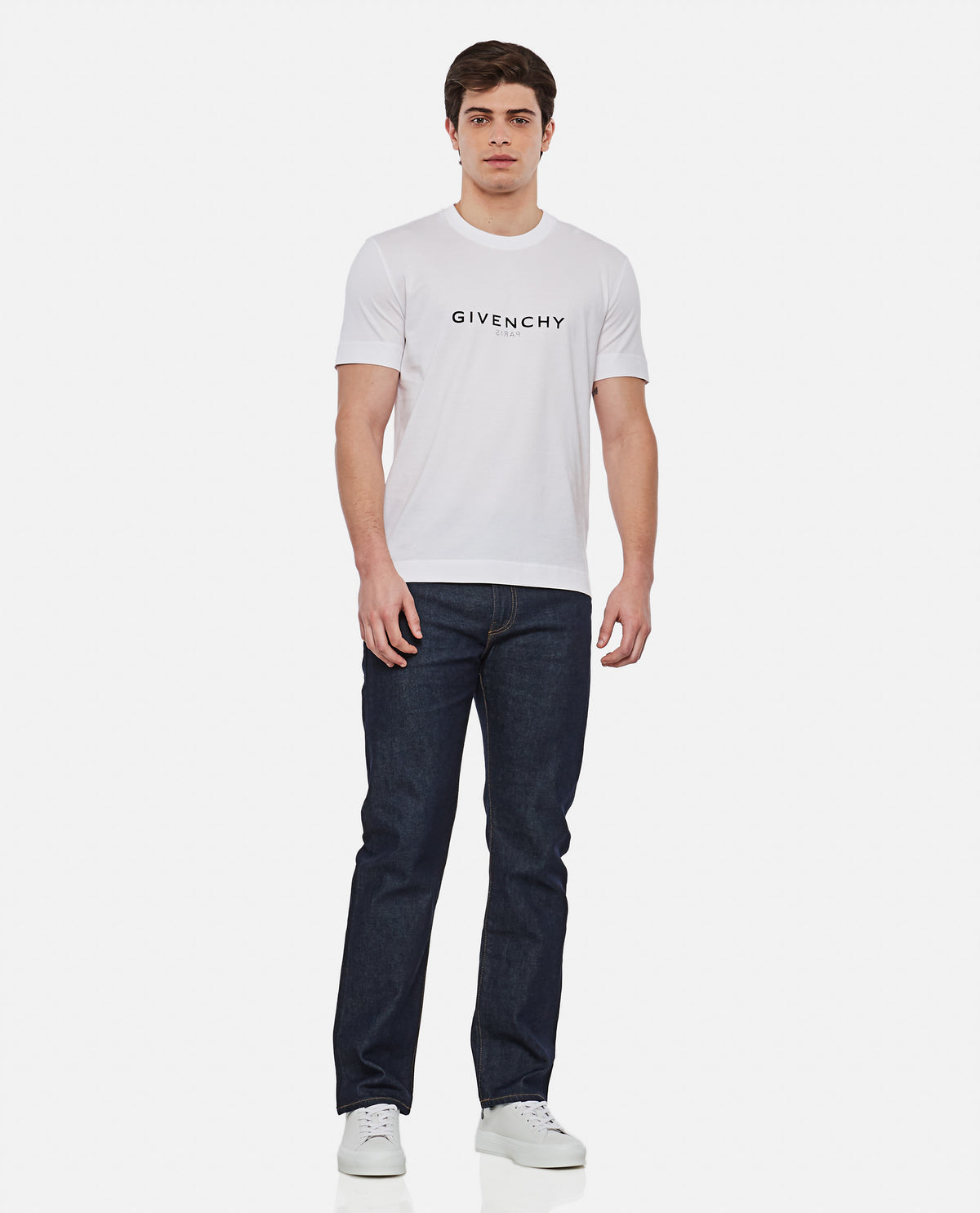 Givenchy Men Slim Fit White Logo T-Shirt GIVENCHY