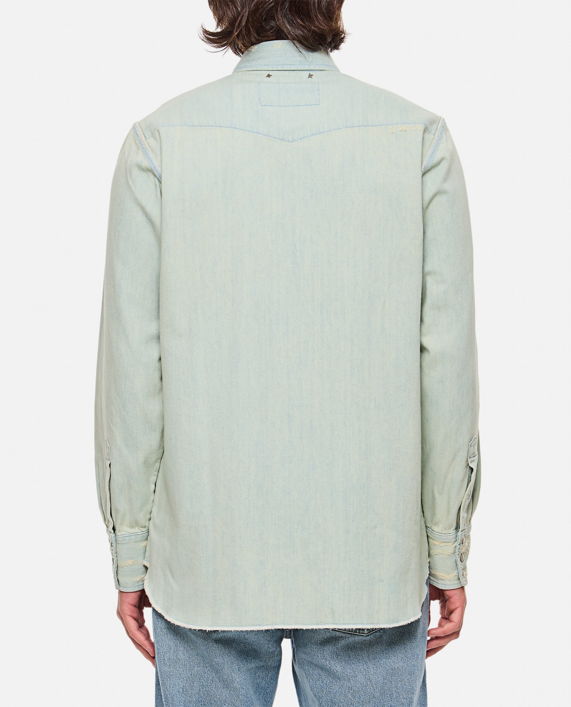 Golden Goose Men Denim Shirt With Rhinestones GOLDEN GOOSE