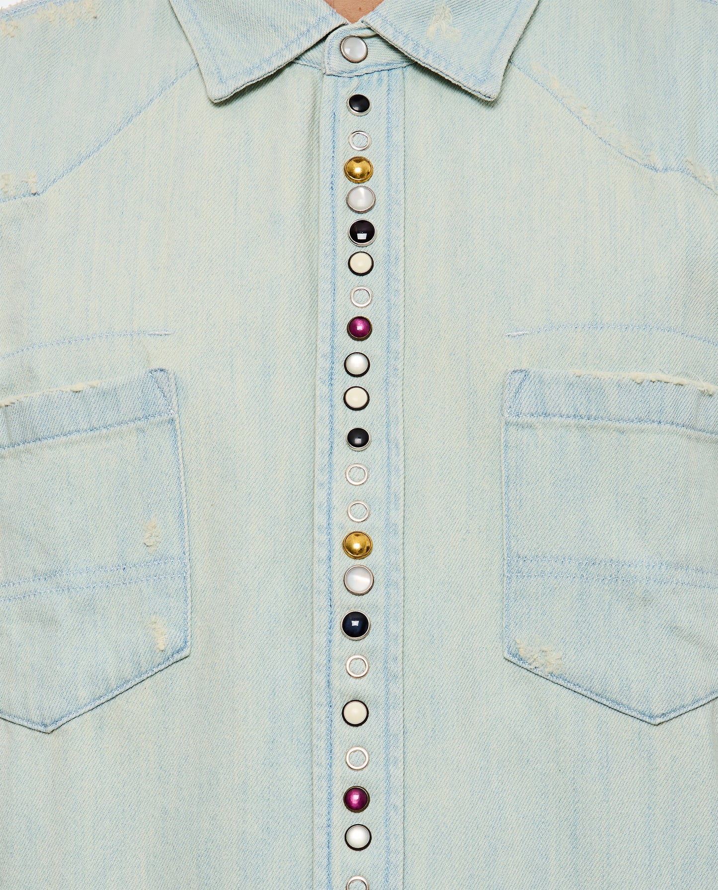 Golden Goose Men Denim Shirt With Rhinestones GOLDEN GOOSE