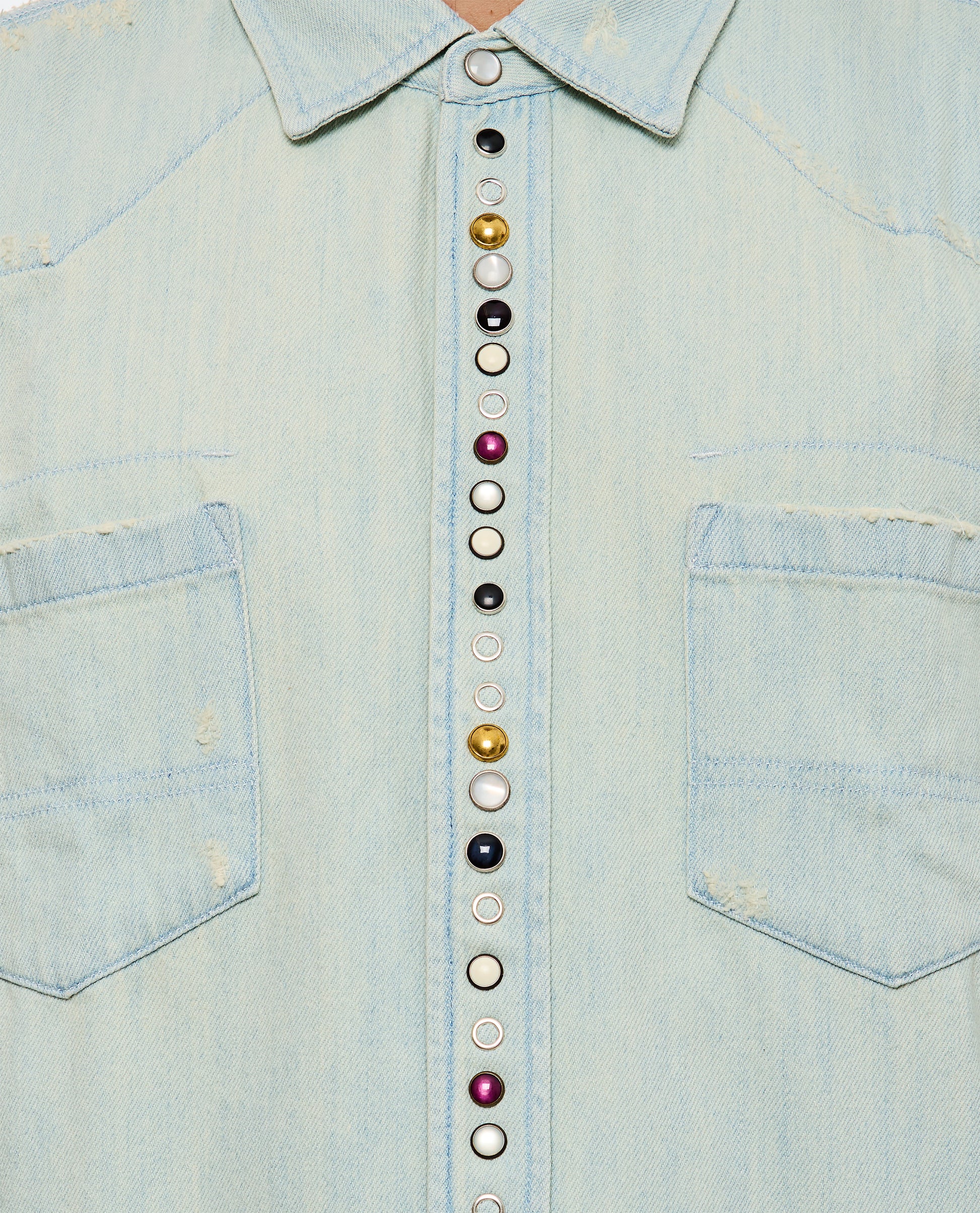 Golden Goose Men Denim Shirt With Rhinestones GOLDEN GOOSE