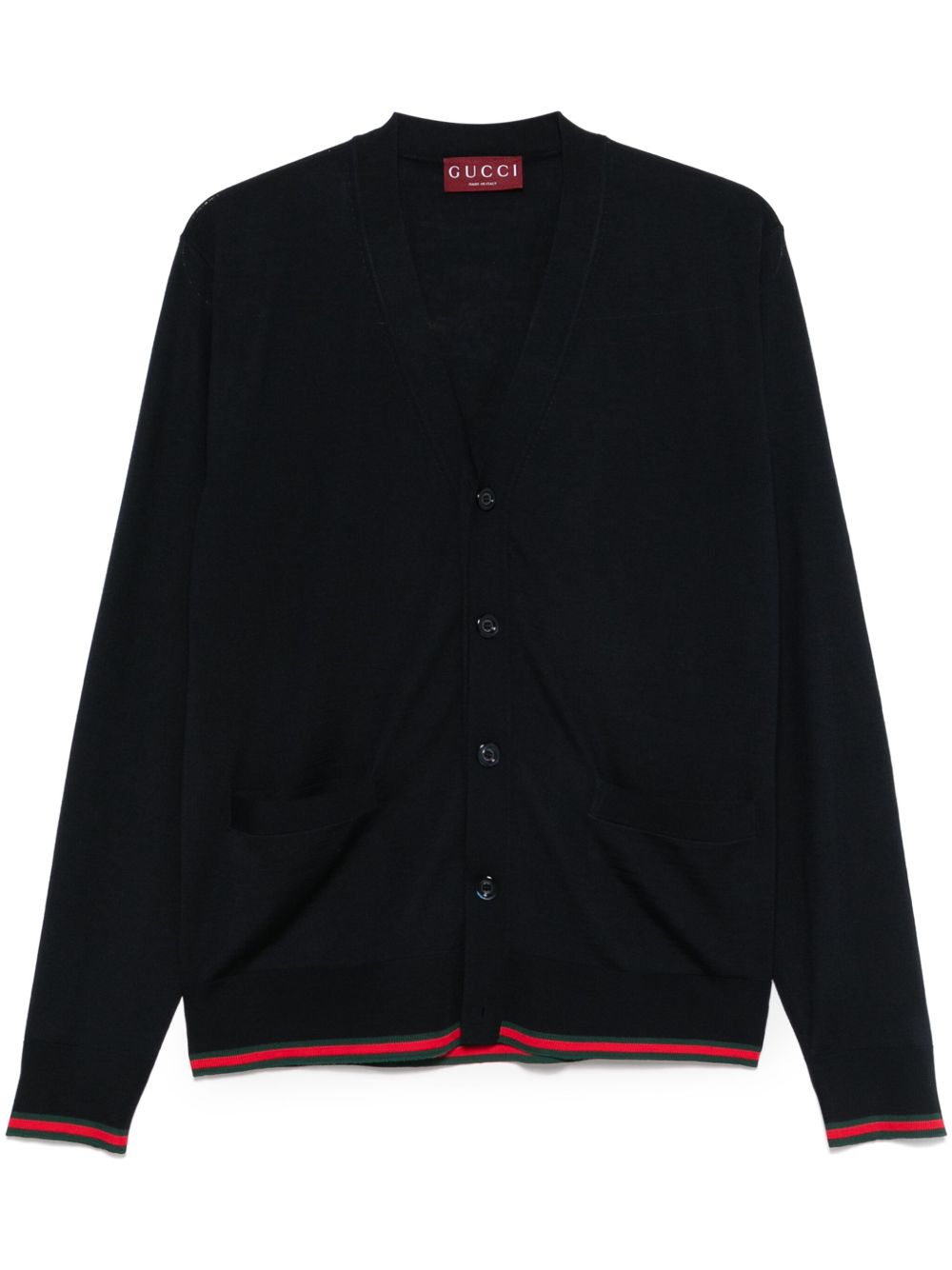 Gucci Men Web Detail Wool Cardigan