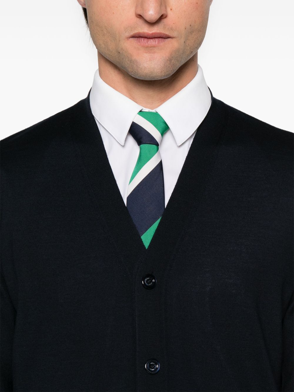Gucci Men Web Detail Wool Cardigan