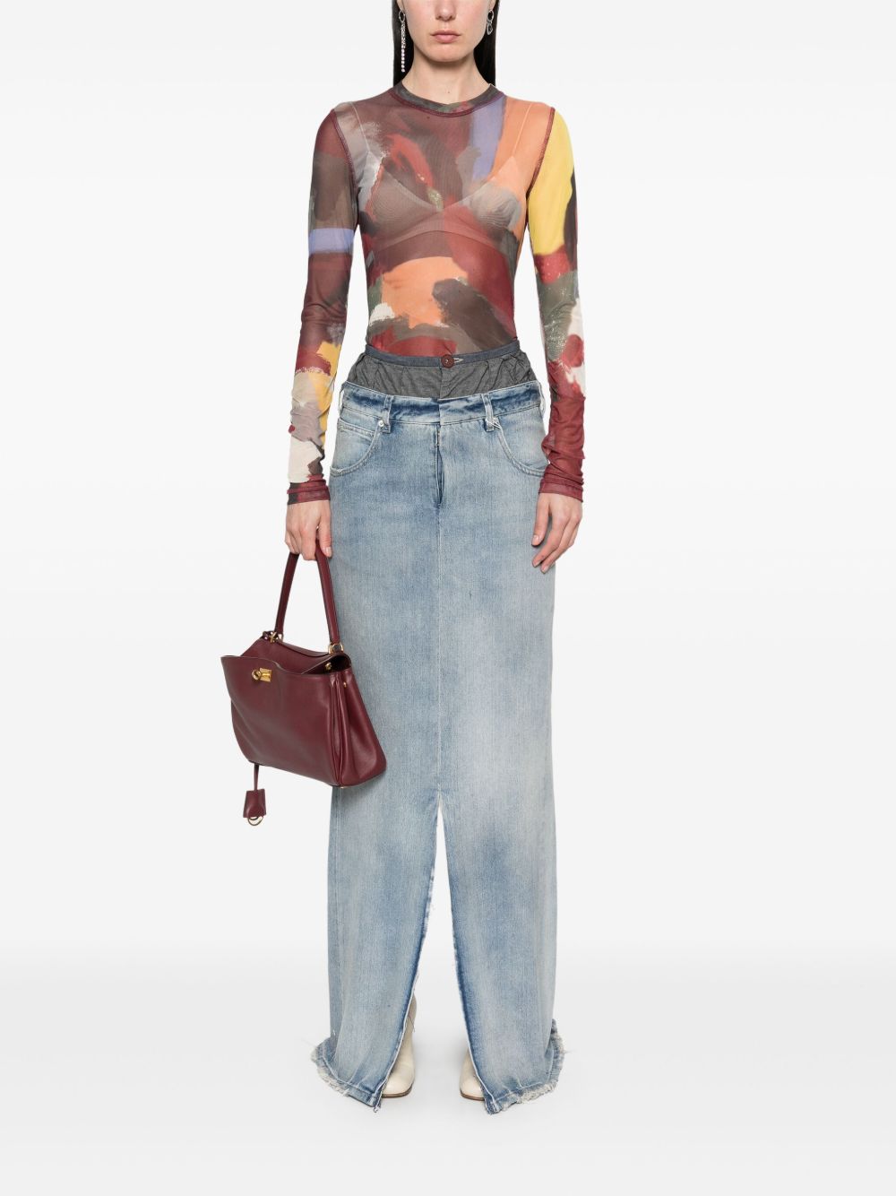 Maison Margiela Women Denim Cotton Maxi Skirt