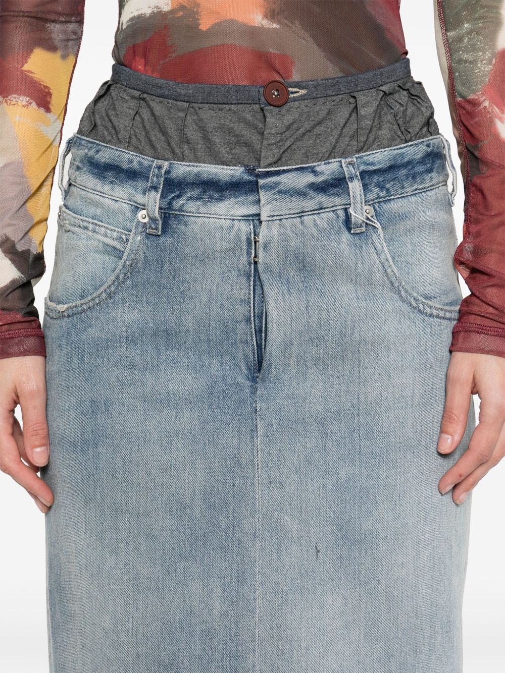 Maison Margiela Women Denim Cotton Maxi Skirt