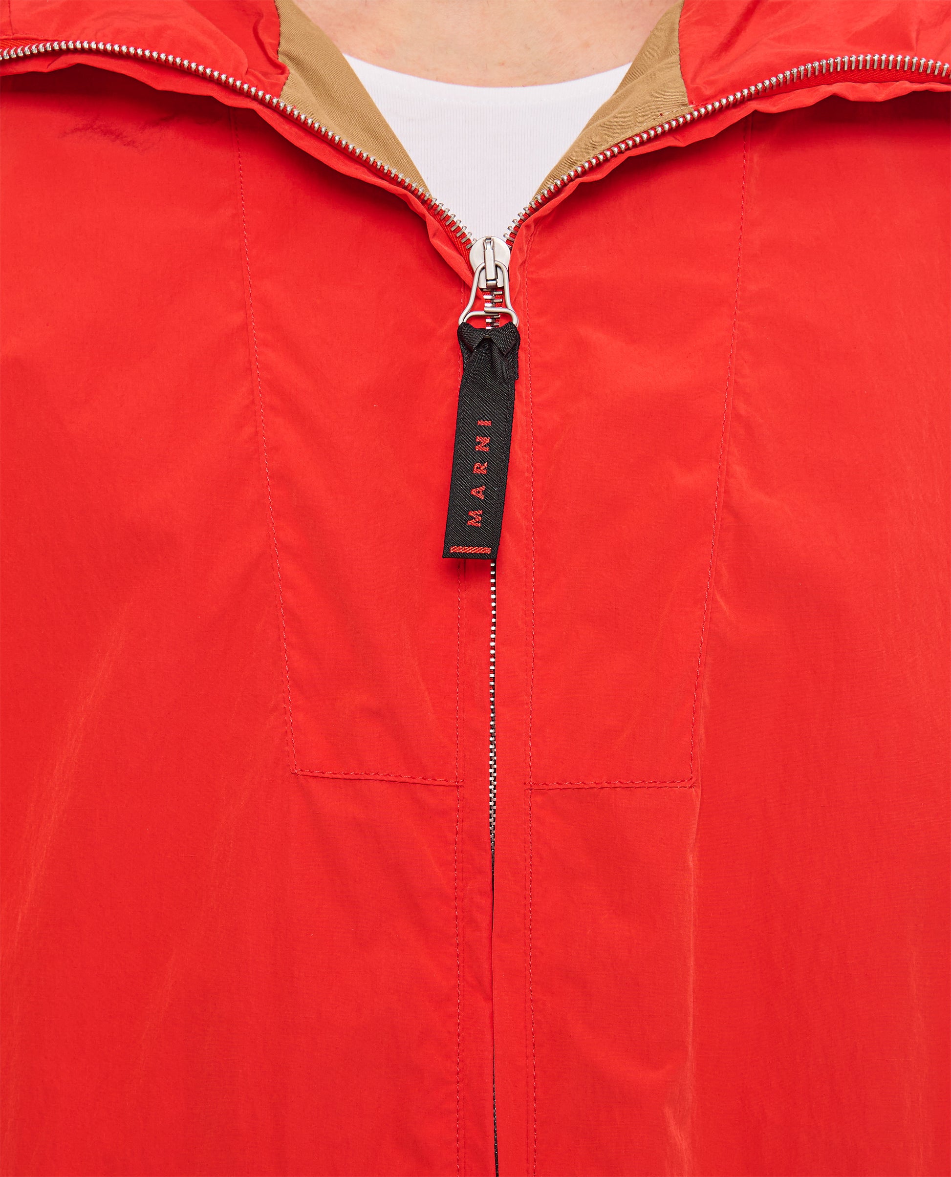 Marni Men Red Crinkled Nylon Jacket With Hood MARNI