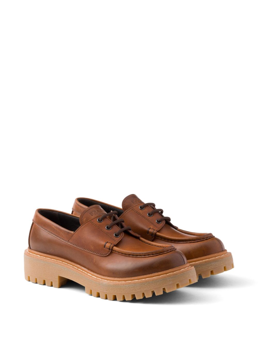 Prada Women Leather Lace-Up Loafers PRADA