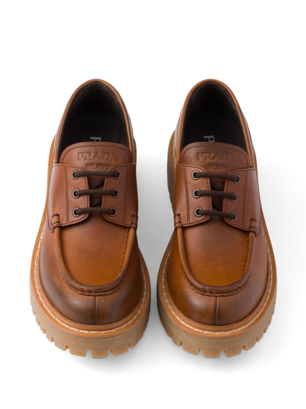 Prada Women Leather Lace-Up Loafers PRADA