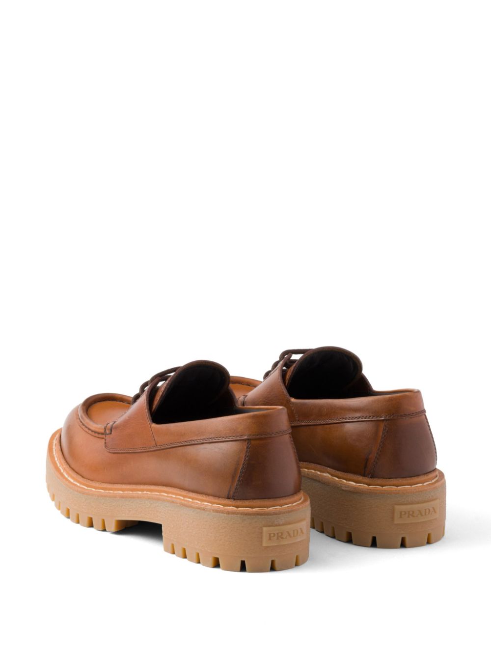 Prada Women Leather Lace-Up Loafers PRADA