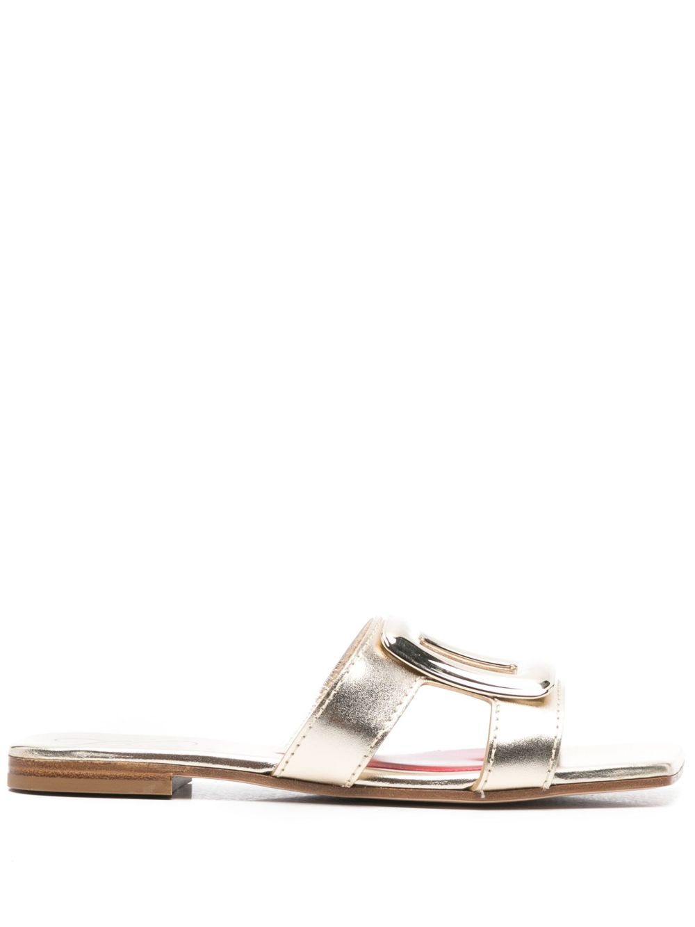 Roger Vivier Women Metal Buckle Leather Flat Sandals ROGER VIVIER